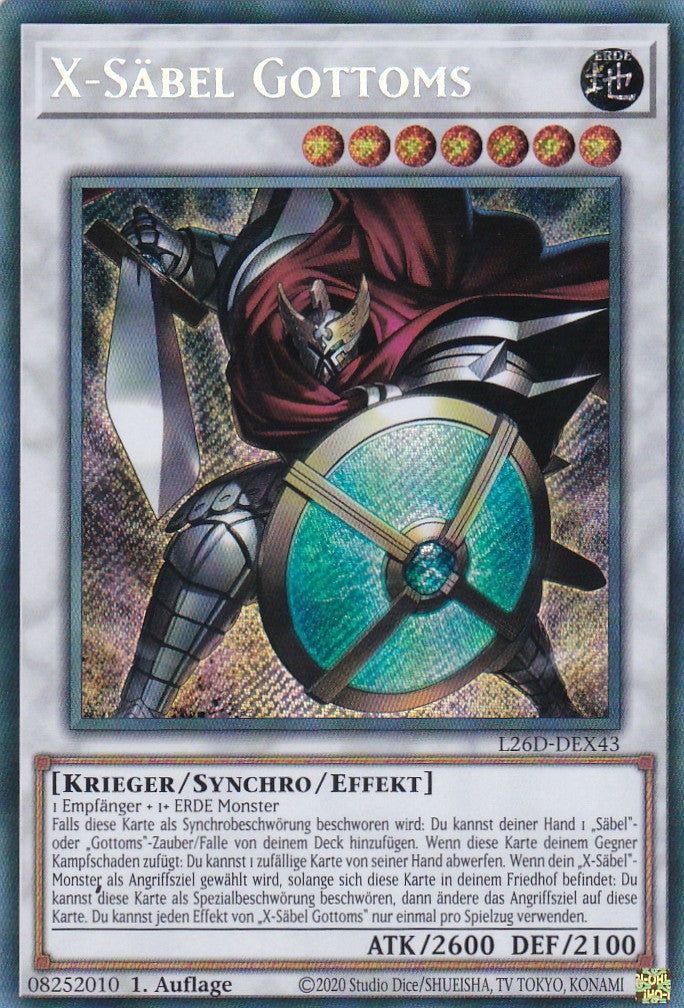 L26D-DEX43 - X-Säbel Gottoms - Secret Rare - Deutsch - Legendary Modern Decks 2026 - Yu-Gi-Oh! - mit LMS Trading Fieldcenter Karte