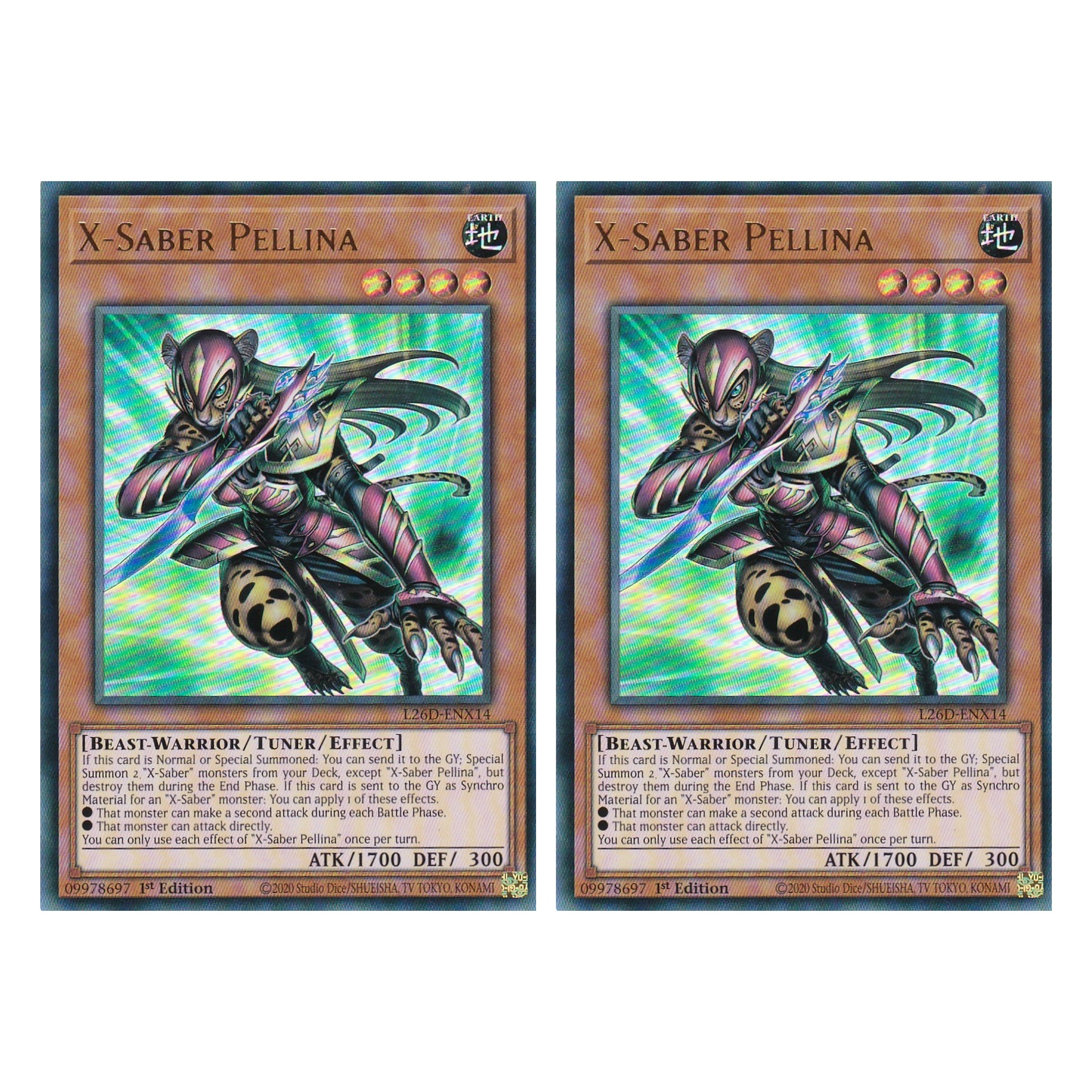 L26D-DEX14 - X-Säbel Pellina - Ultra Rare - Deutsch - 1. Auflage - Legendary Modern Decks 2026 - Duo Set (2 Stück) - Yu-Gi-Oh! - mit LMS Trading Fieldcenter Karte