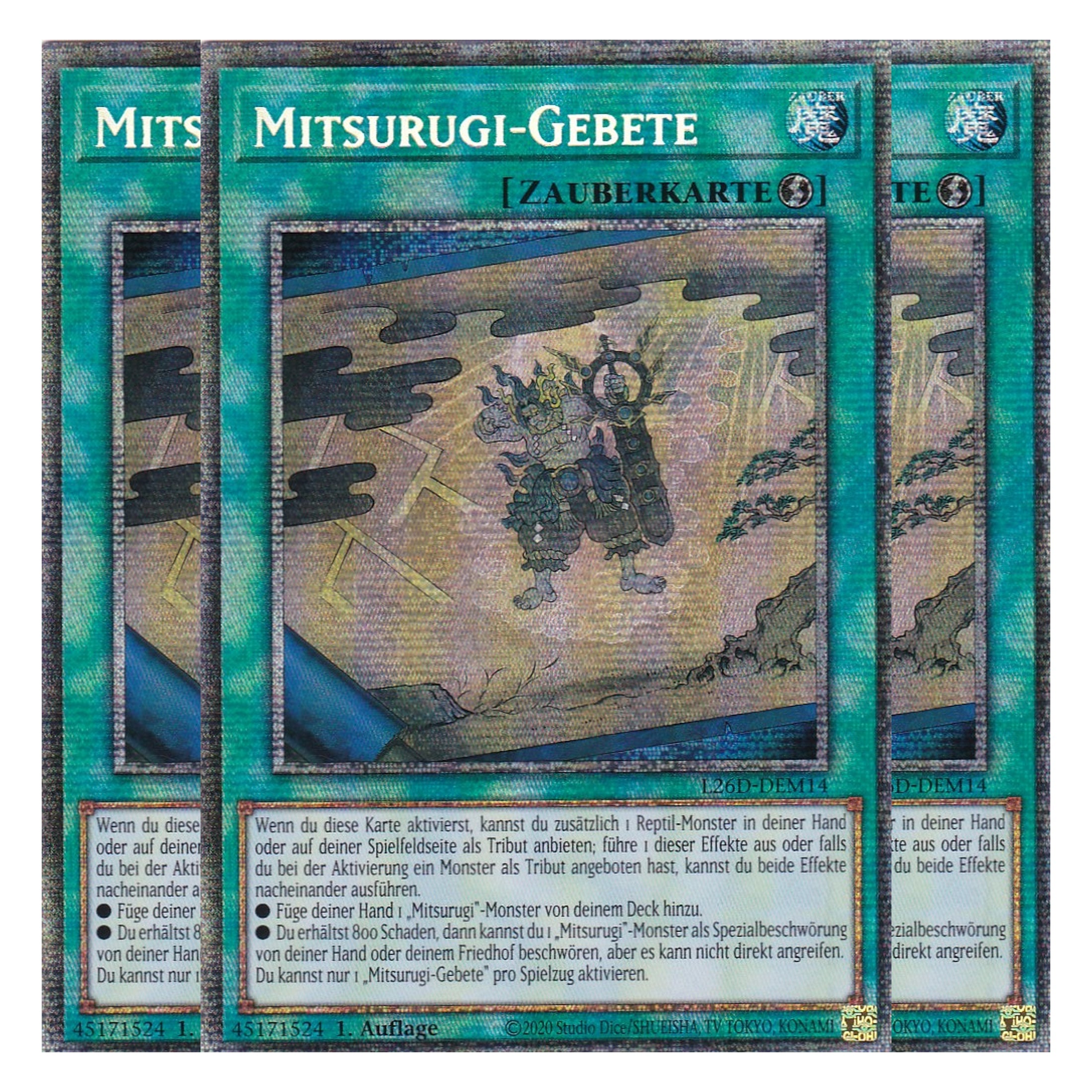 L26D-DEM14 - Mitsurugi-Gebete - Starlight Rare - Deutsch - 1. Auflage - Legendary Modern Decks 2026 - Playset (3 Kopien) - Yu-Gi-Oh! - mit LMS Trading Fieldcenter Karte