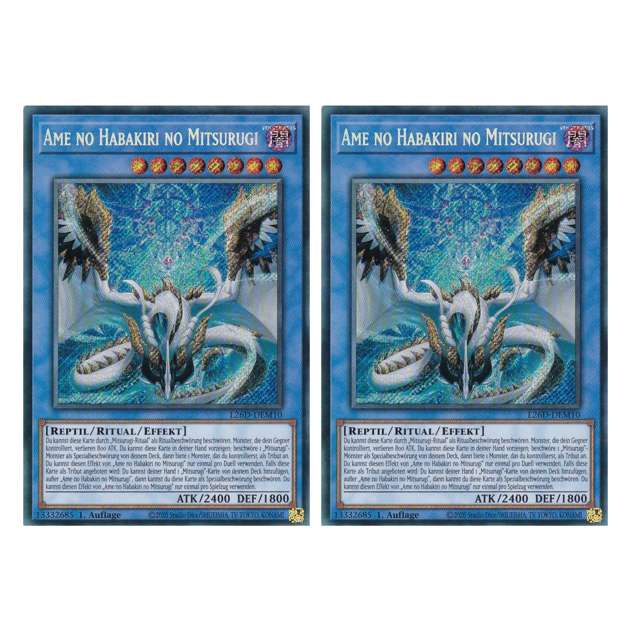L26D-DEM10 - Ame no Habakiri no Mitsurugi - Secret Rare - Deutsch - 1. Auflage - Legendary Modern Decks 2026 - Duo Set (2 Stück) - Yu-Gi-Oh! - mit LMS Trading Fieldcenter Karte