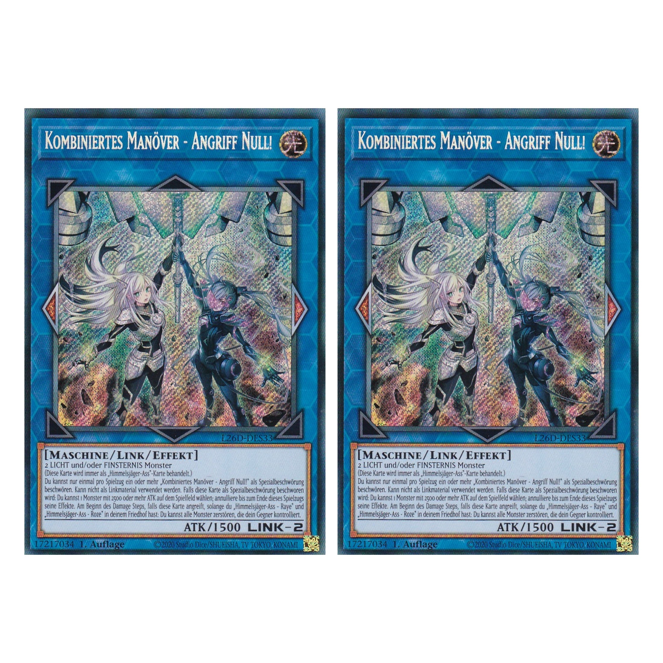 L26D-DES33 - Kombiniertes Manöver - Angriff Null! - Secret Rare - Deutsch - 1. Auflage - Legendary Modern Decks 2026 - Duo Set (2 Stück) - Yu-Gi-Oh! - mit LMS Trading Fieldcenter Karte