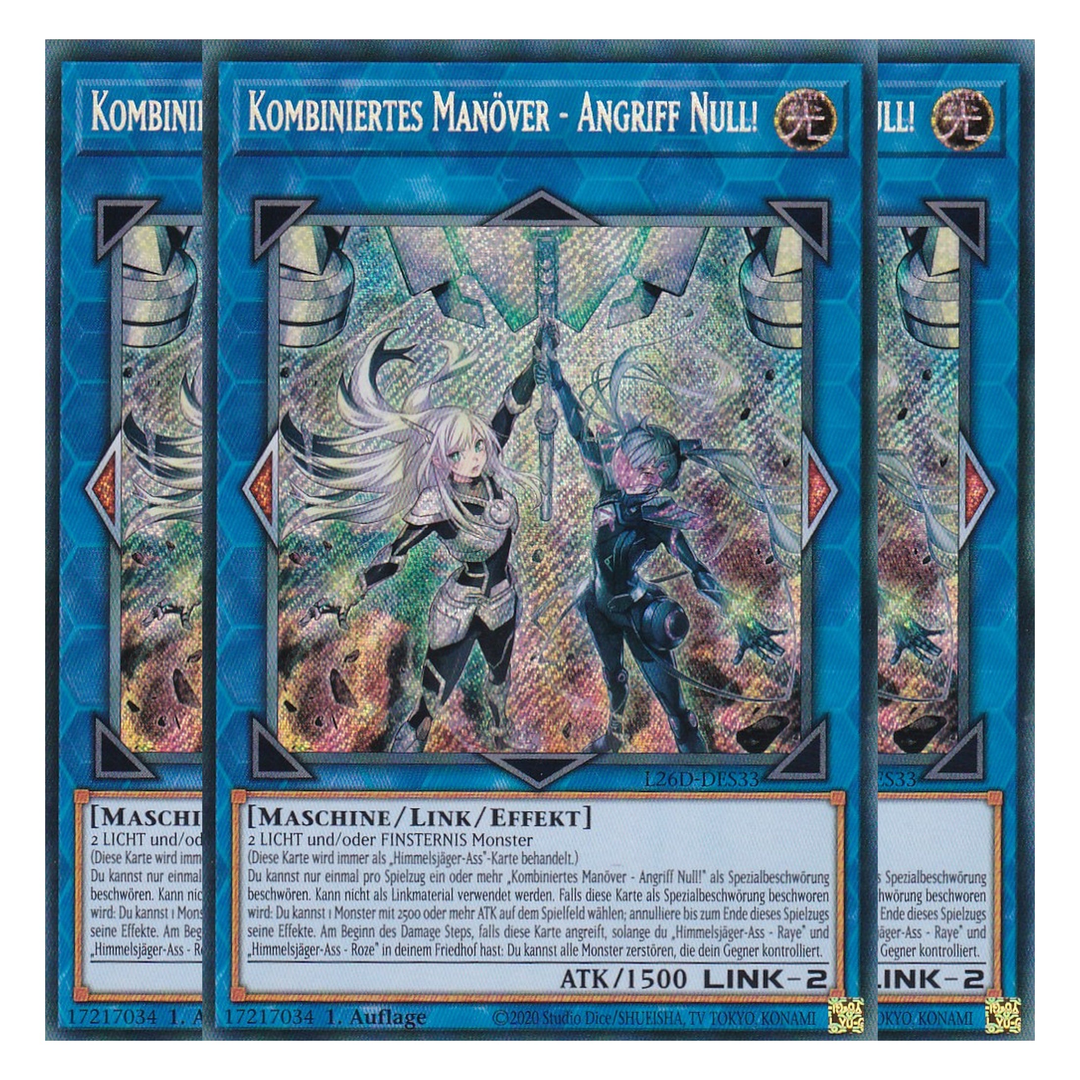 L26D-DES33 - Kombiniertes Manöver - Angriff Null! - Secret Rare - Deutsch - 1. Auflage - Legendary Modern Decks 2026 - Playset (3 Kopien) - Yu-Gi-Oh! - mit LMS Trading Fieldcenter Karte