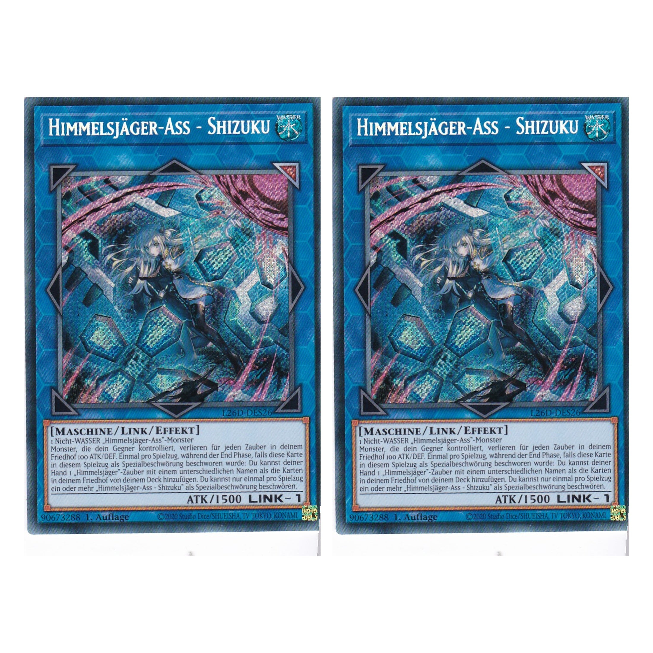 L26D-DES26 - Himmelsjäger-Ass - Shizuku - Secret Rare - Deutsch - 1. Auflage - Legendary Modern Decks 2026 - Duo Set (2 Stück) - Yu-Gi-Oh! - mit LMS Trading Fieldcenter Karte