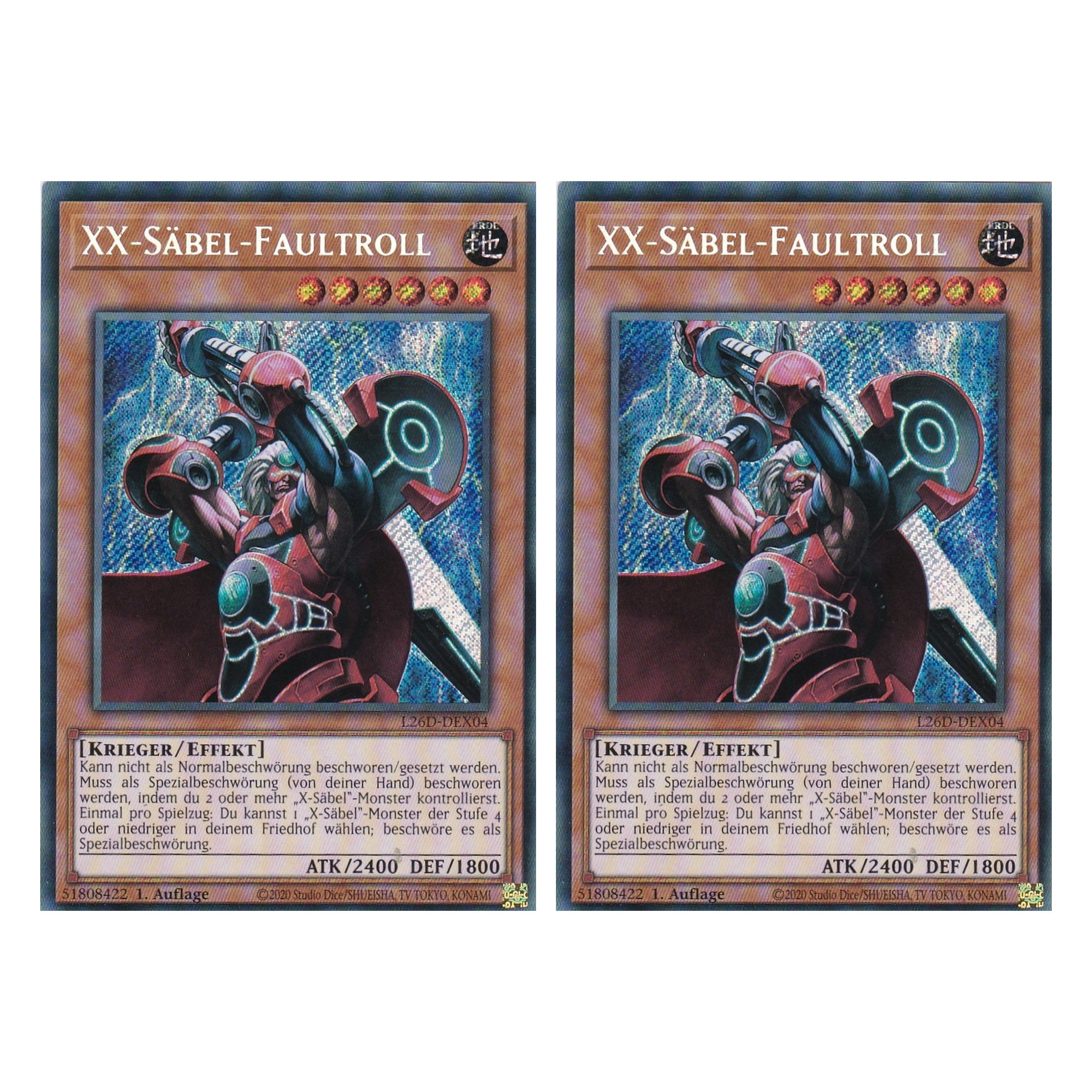L26D-DEX04 - XX-Saber Faultroll - Secret Rare - Deutsch - 1. Auflage - Legendary Modern Decks 2026 - Duo Set (2 Stück) - Yu-Gi-Oh! - mit LMS Trading Fieldcenter Karte