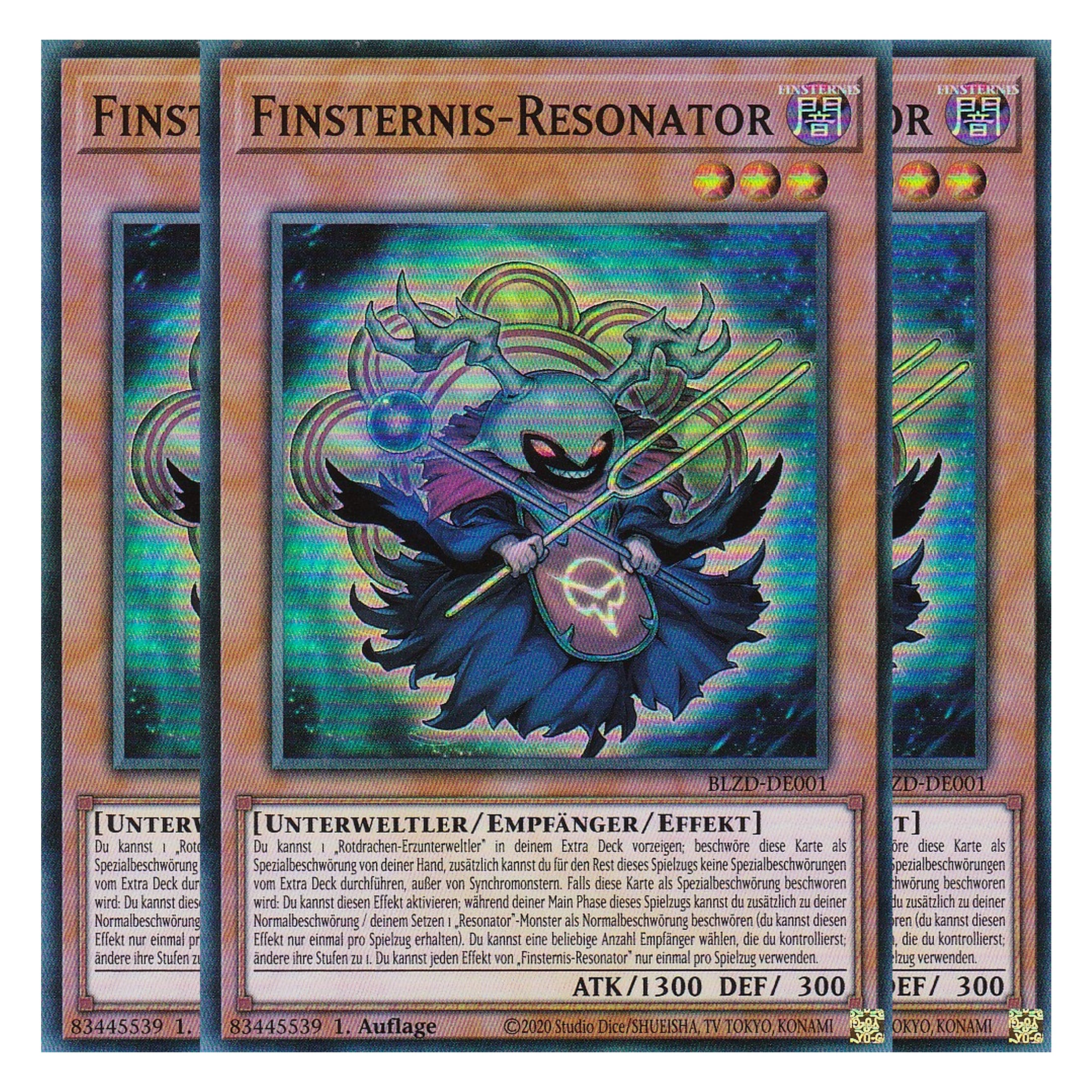 Finsternis-Resonator - Super Rare - Deutsch - BLZD-DE001 - 1. Auflage - Blazing Dominion - Playset (3 Kopien) - Yu-Gi-Oh!