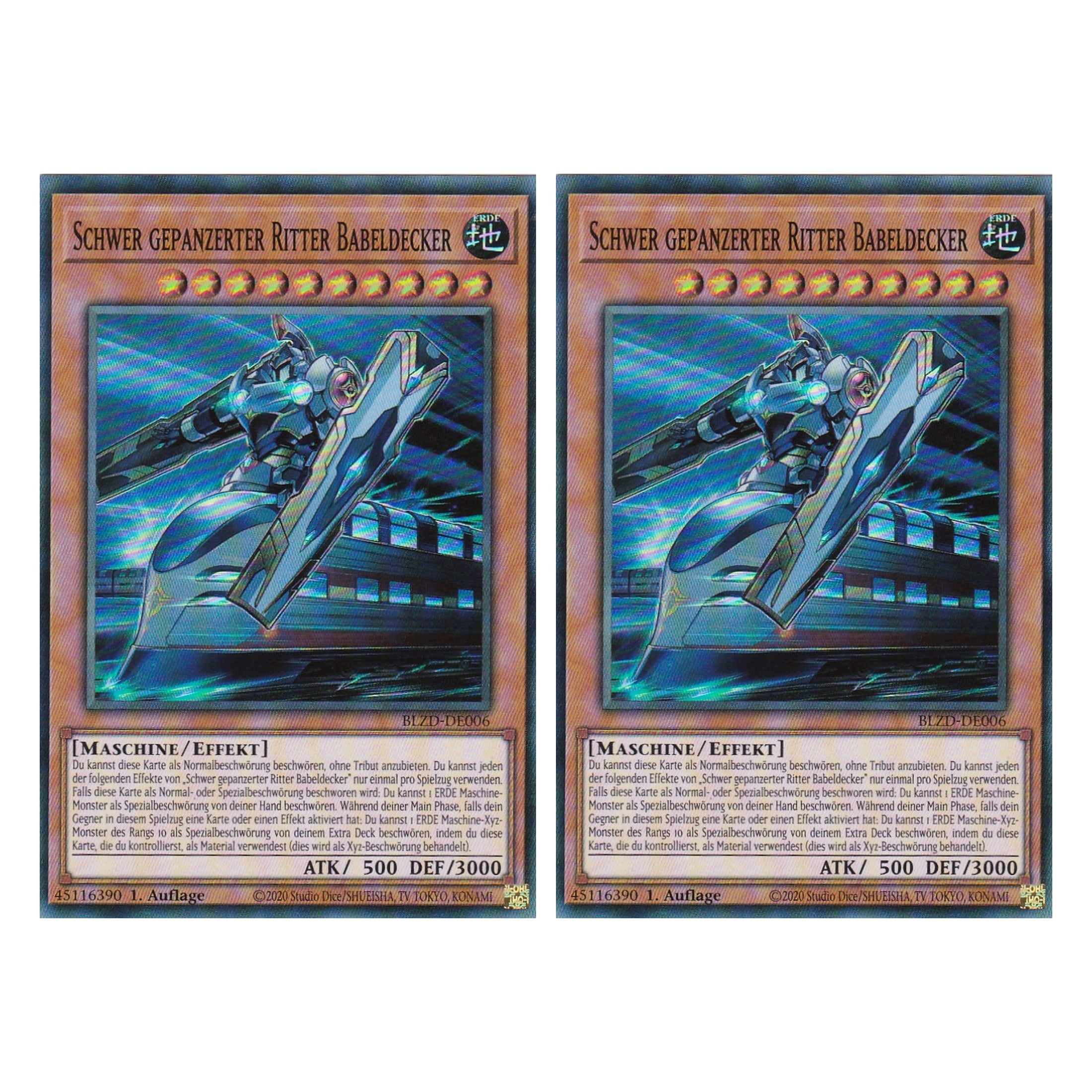 Schwer gepanzerter Ritter Babeldecker - Super Rare - Deutsch - BLZD-DE006 - 1. Auflage - Blazing Dominion - Duo Set (2 Stück) - Yu-Gi-Oh!