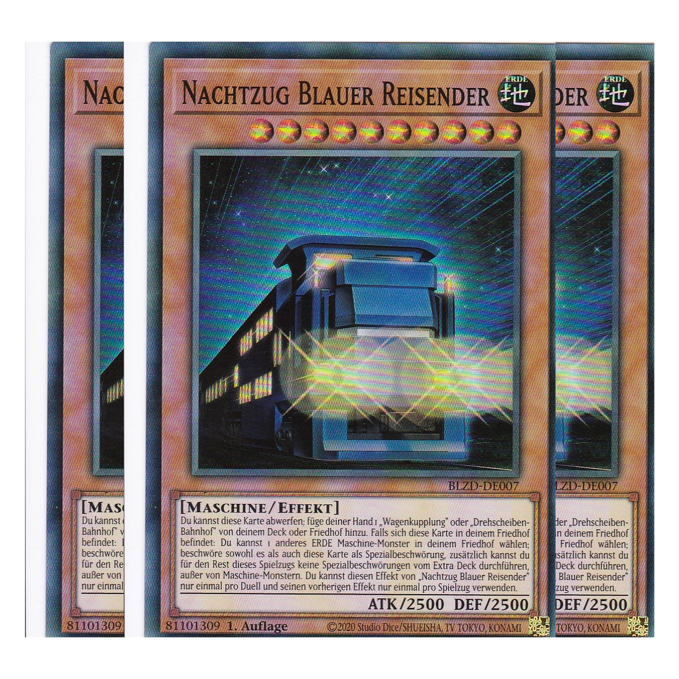 Nachtzug Blauer Reisender - Super Rare - Deutsch - BLZD-DE007 - 1. Auflage - Blazing Dominion - Playset (3 Kopien) - Yu-Gi-Oh!