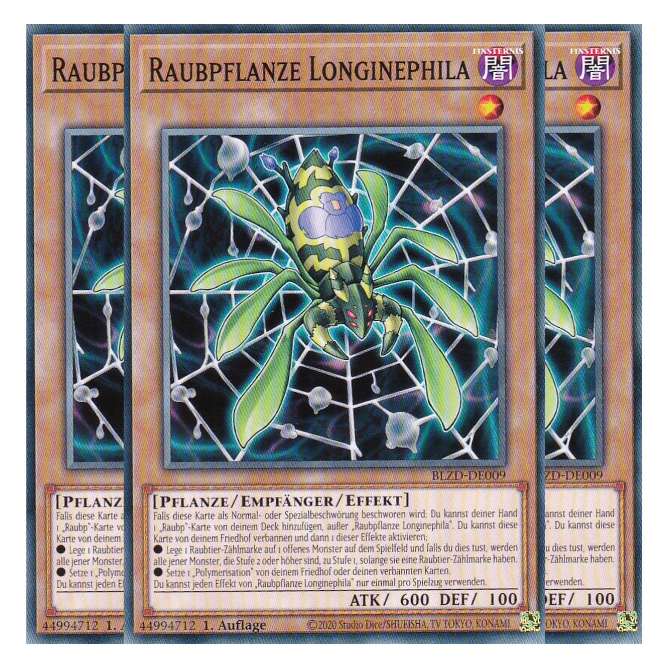 Raubpflanze Longinephila - Common - Deutsch - BLZD-DE009 - 1. Auflage - Blazing Dominion - Playset (3 Kopien) - Yu-Gi-Oh!