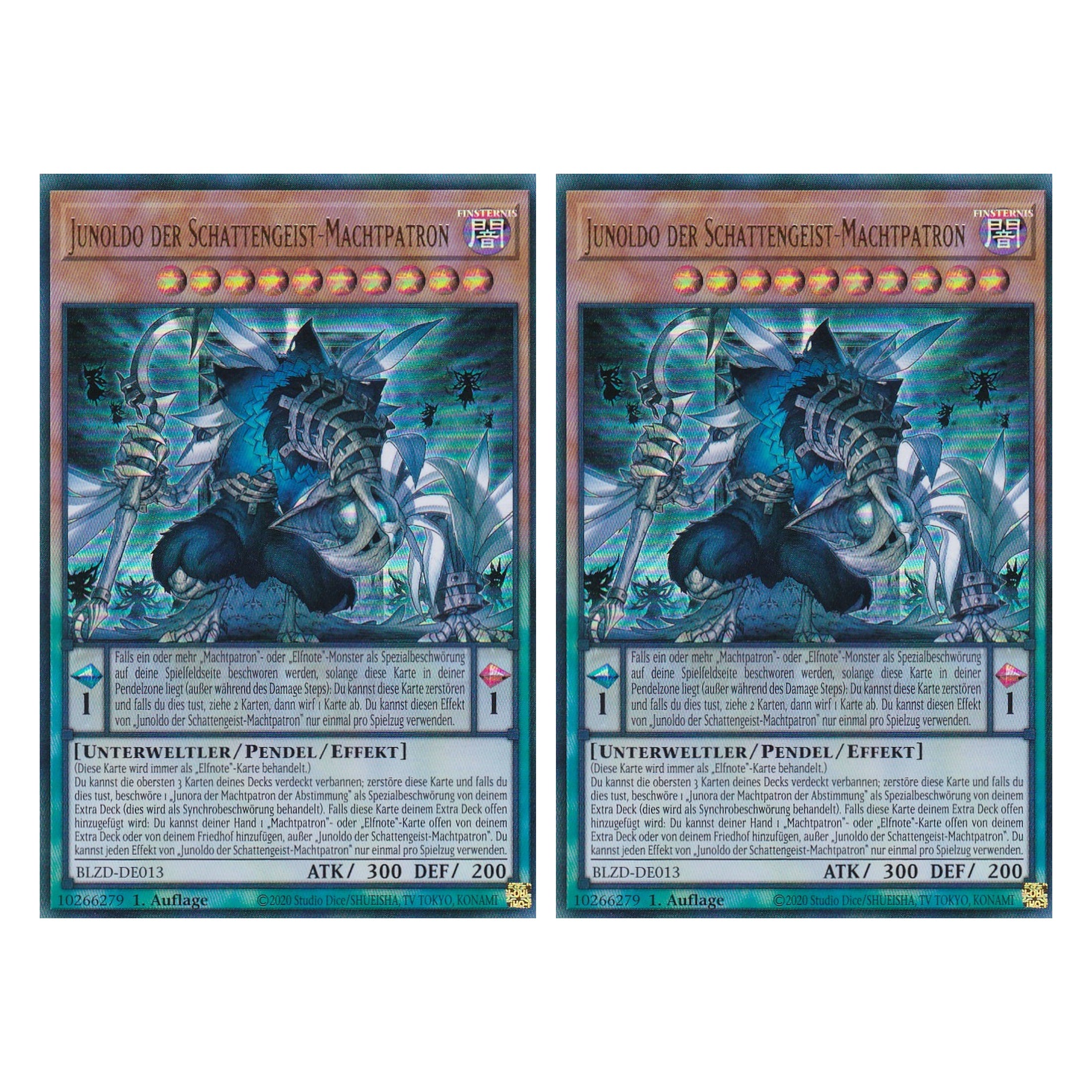 Junoldo der Schattengeist-Machtpatron - Ultra Rare - Deutsch - BLZD-DE013 - 1. Auflage - Blazing Dominion - Duo Set (2 Stück) - Yu-Gi-Oh!