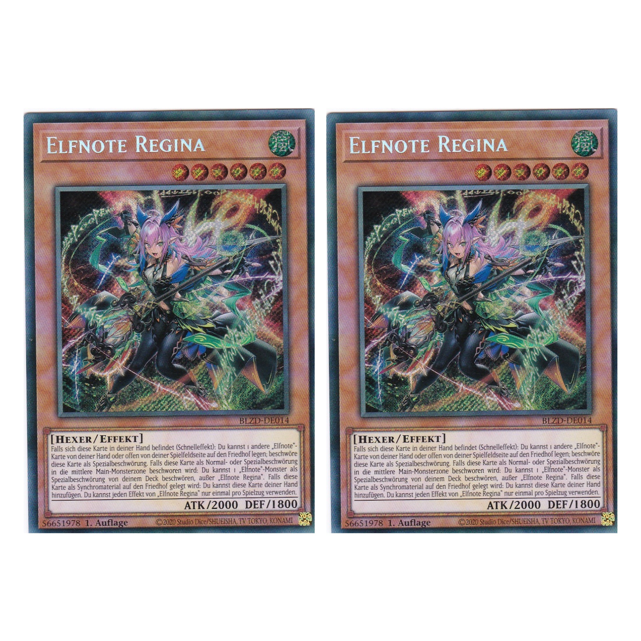 Elfnote Regina - Secret Rare - Deutsch - BLZD-DE014 - 1. Auflage - Blazing Dominion - Duo Set (2 Stück) - Yu-Gi-Oh!