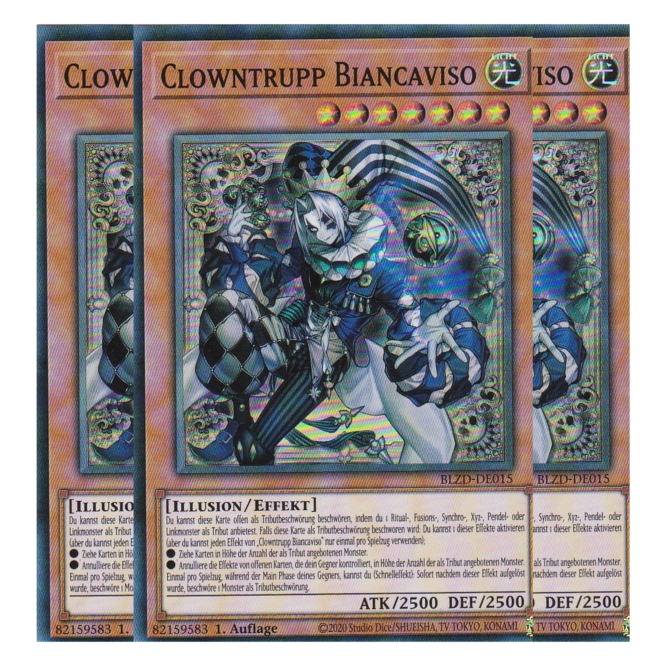 Clowntrupp Biancaviso - Super Rare - Deutsch - BLZD-DE015 - 1. Auflage - Blazing Dominion - Playset (3 Kopien) - Yu-Gi-Oh!