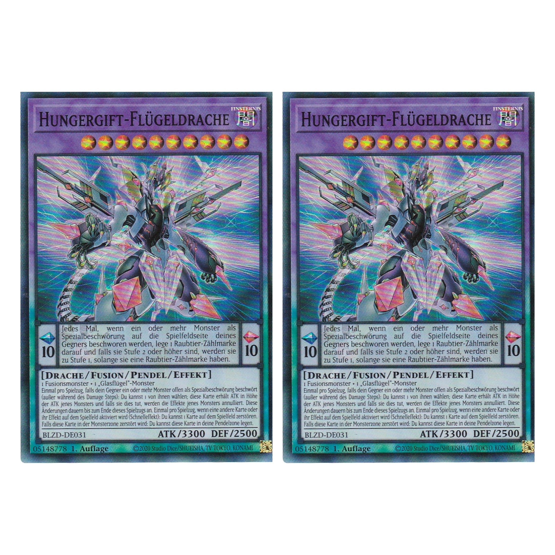 Hungergift-Flügeldrache - Super Rare - Deutsch - BLZD-DE031 - 1. Auflage - Blazing Dominion - Duo Set (2 Stück) - Yu-Gi-Oh!