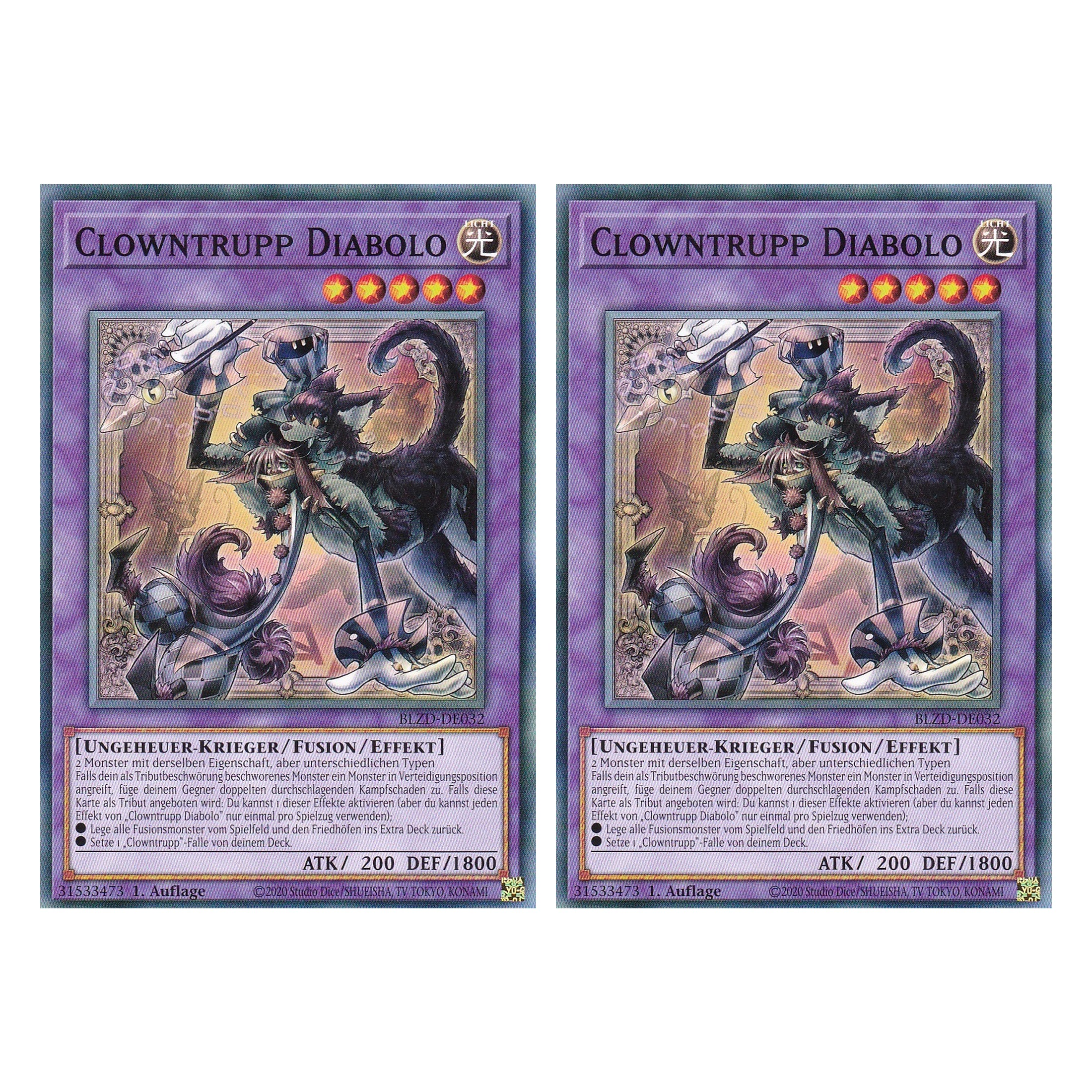 Clowntrupp Diabolo - Common - Deutsch - BLZD-DE032 - 1. Auflage - Blazing Dominion - Duo Set (2 Stück) - Yu-Gi-Oh!