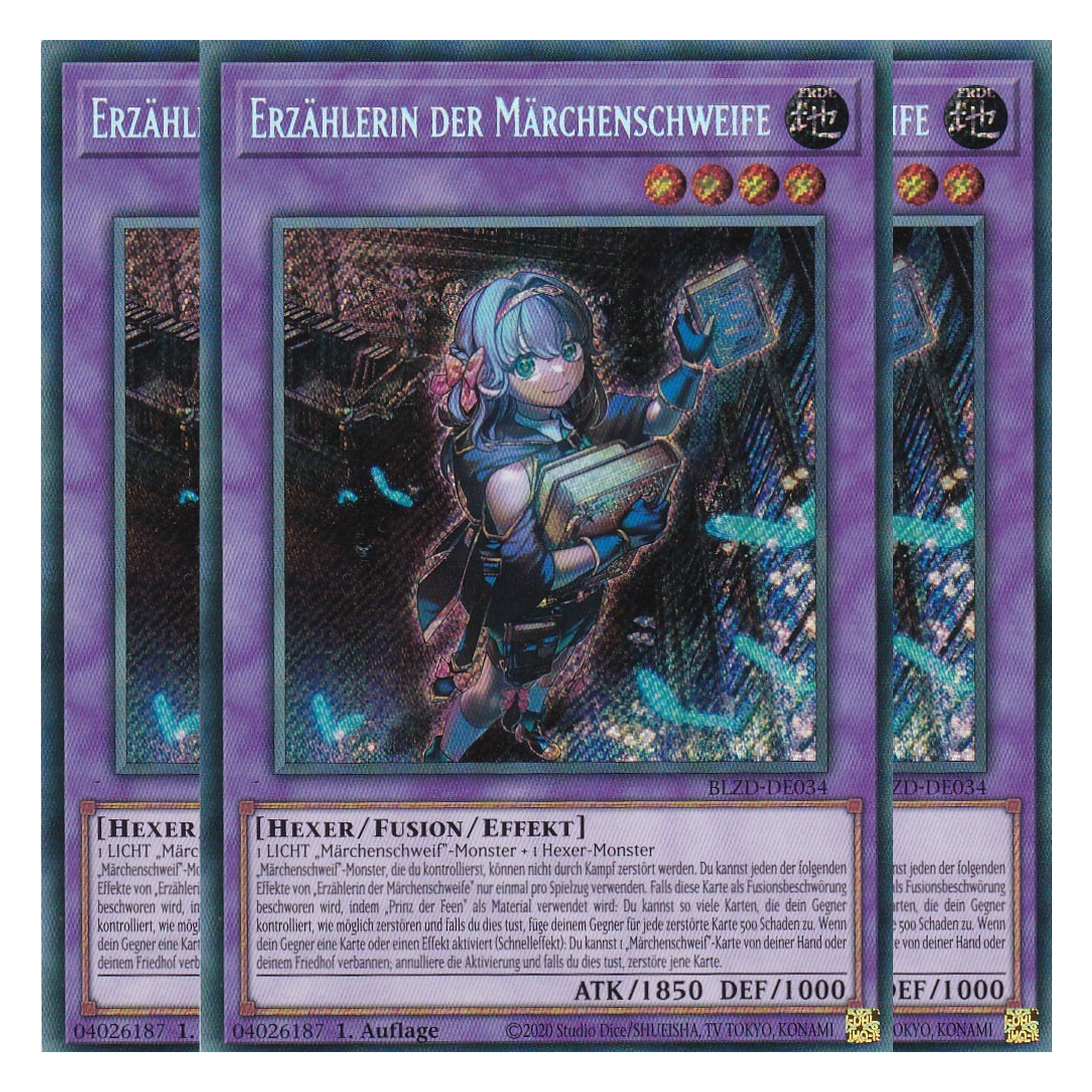 Erzählerin der Märchenschweife - Secret Rare - Deutsch - BLZD-DE034 - 1. Auflage - Blazing Dominion - Playset (3 Kopien) - Yu-Gi-Oh!