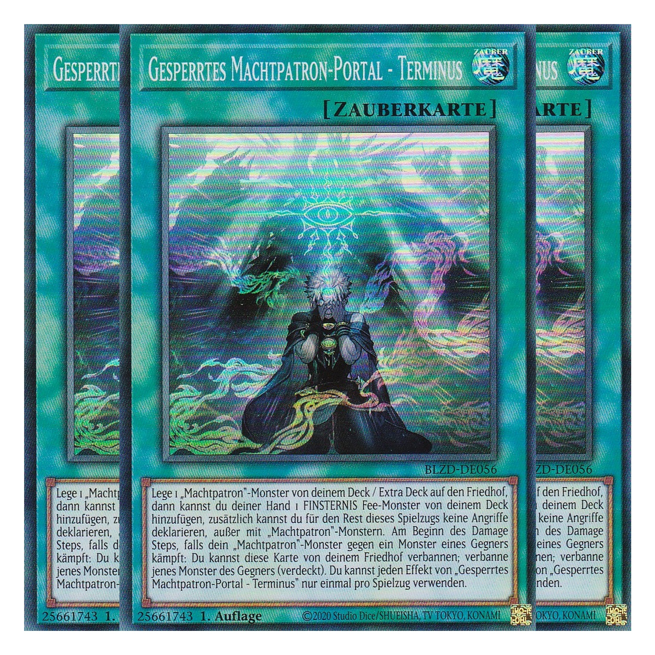 Gesperrtes Machtpatron-Portal - Terminus - Super Rare - Deutsch - BLZD-DE056 - 1. Auflage - Blazing Dominion - Playset (3 Kopien) - Yu-Gi-Oh!