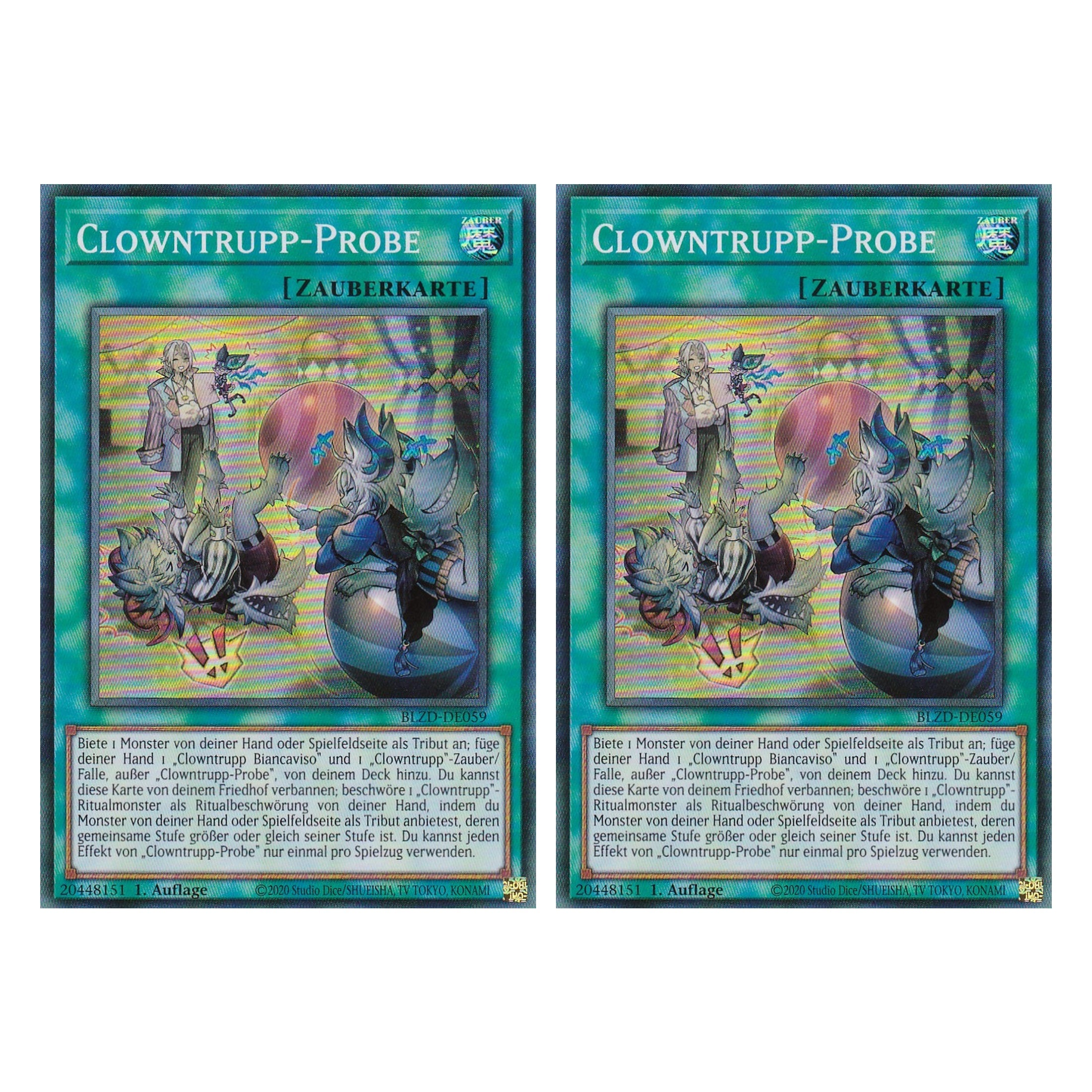 Clowntrupp-Probe - Super Rare - Deutsch - BLZD-DE059 - 1. Auflage - Blazing Dominion - Duo Set (2 Stück) - Yu-Gi-Oh!