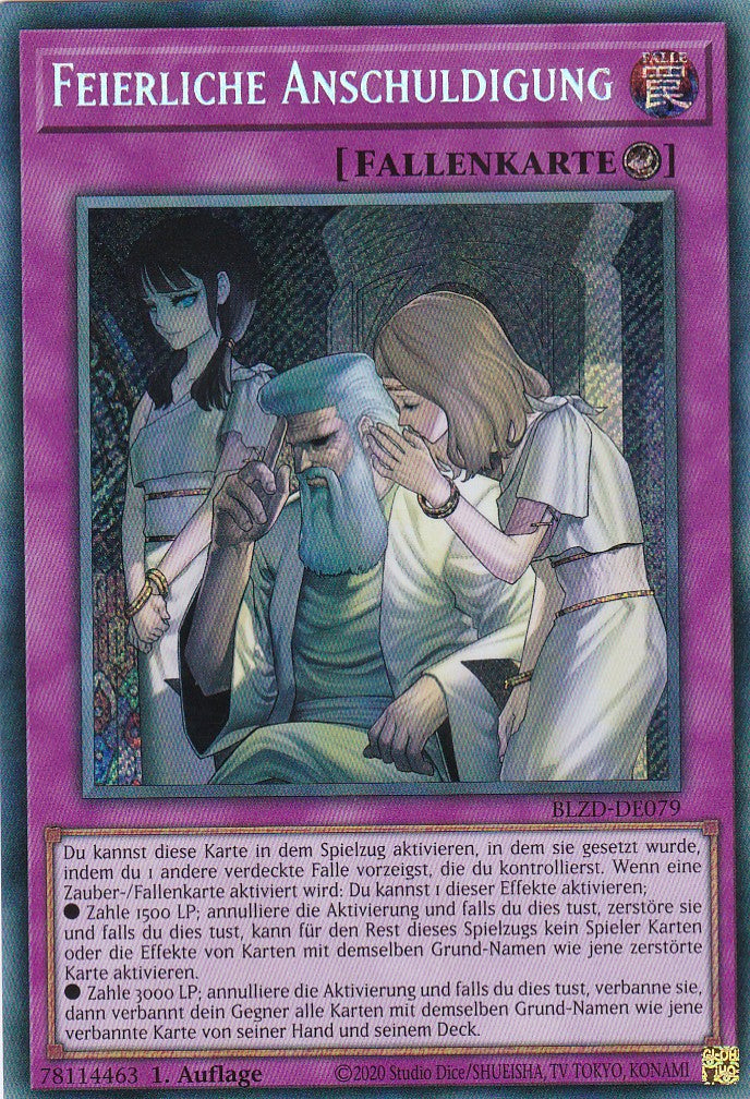 Feierliche Anschuldigung - Secret Rare - Deutsch - BLZD-DE079 - 1. Auflage - Blazing Dominion - Yu-Gi-Oh!