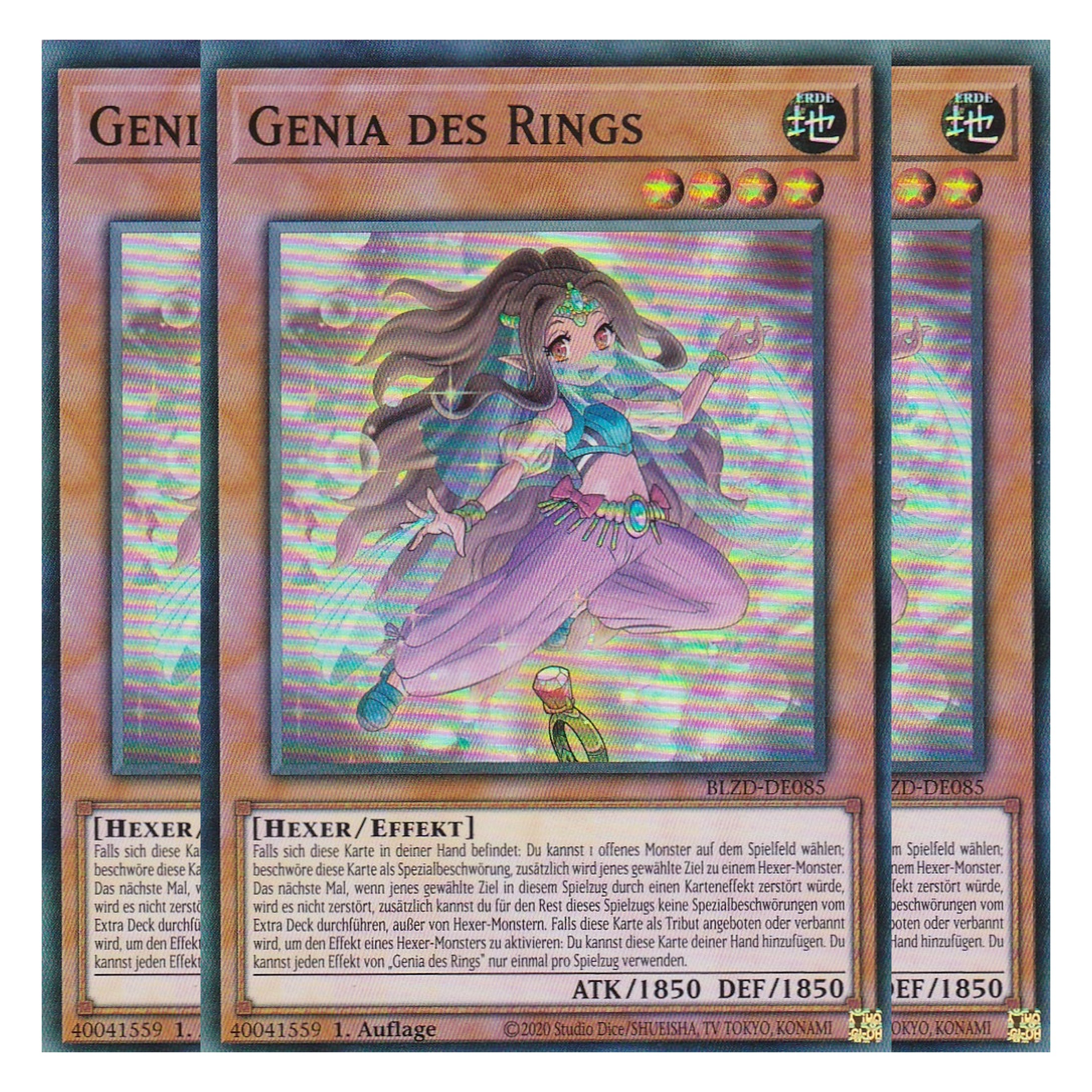 Genia des Rings - Super Rare - Deutsch - BLZD-DE085 - 1. Auflage - Blazing Dominion - Playset (3 Kopien) - Yu-Gi-Oh!
