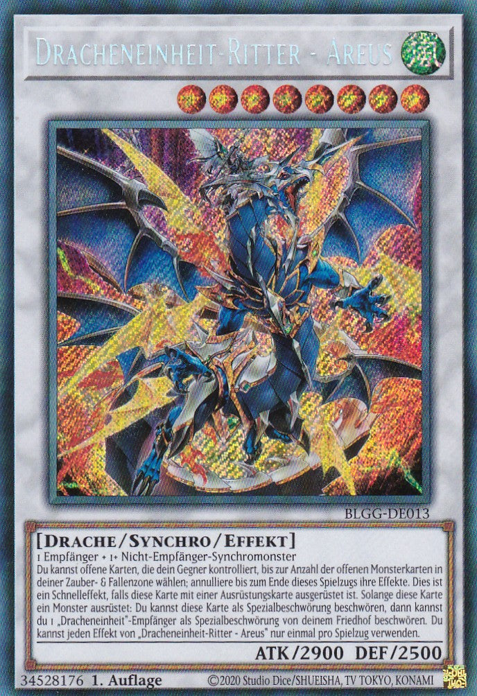 Dracheneinheit-Ritter - Areus - BLGG-DE013 - Secret Rare - Deutsch - 1. Auflage - Battles of Legend: Glorious Gallery - Yu-Gi-Oh!
