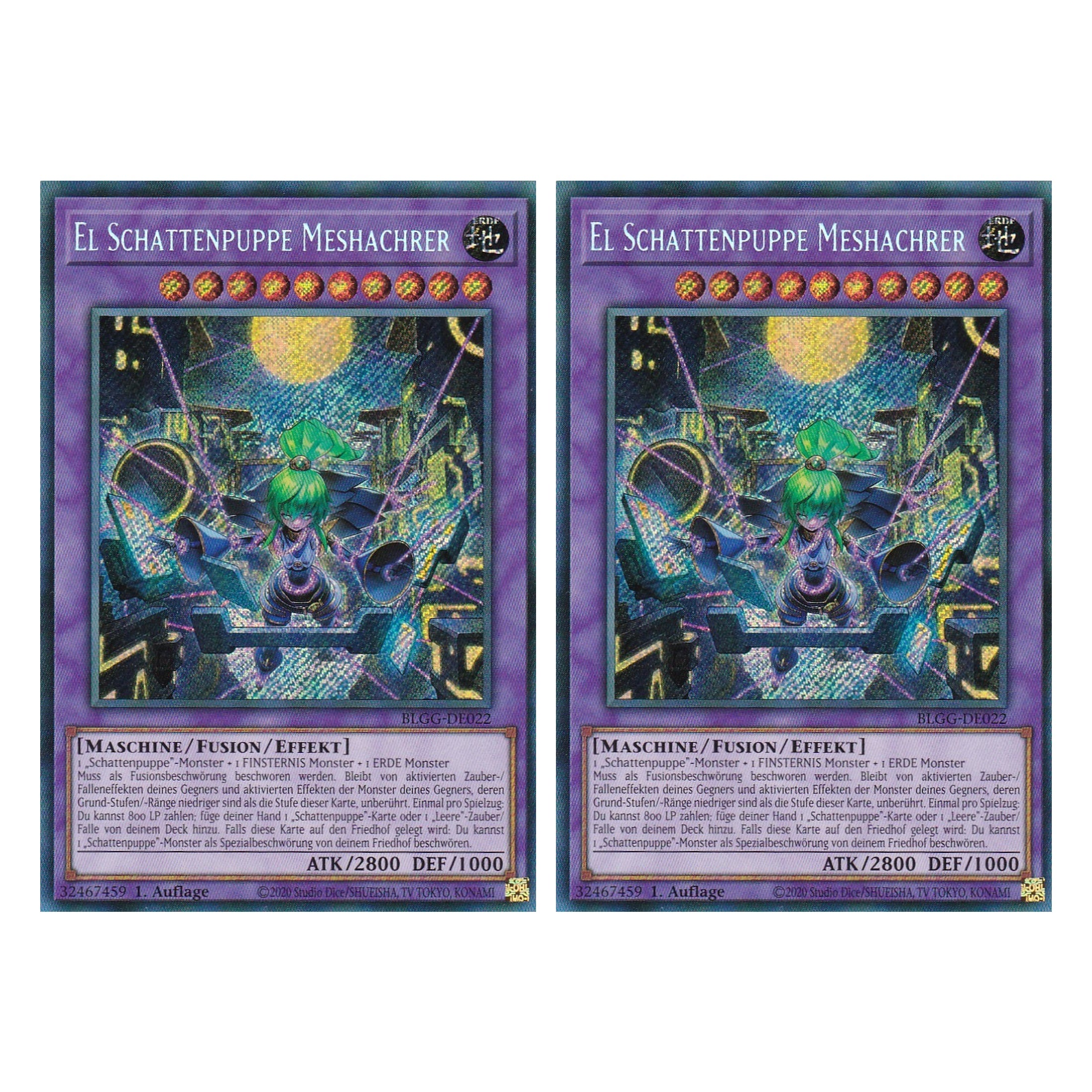 El Schattenpuppe Meshachrer - BLGG-DE022 - Secret Rare - Deutsch - 1. Auflage - Battles of Legend: Glorious Gallery - Yu-Gi-Oh! - Duo Set (2 Stück)