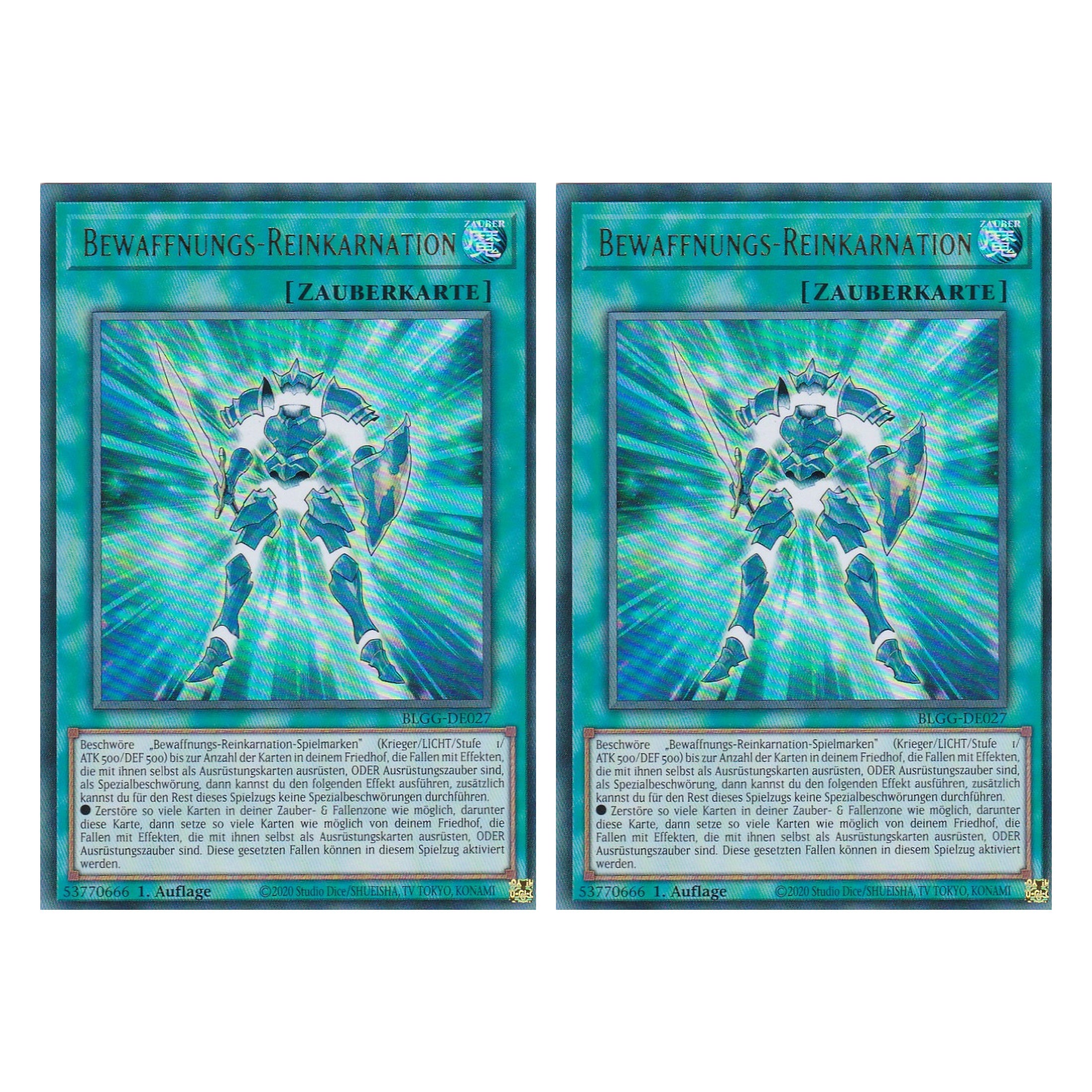 Bewaffnungs-Reinkarnation - BLGG-DE027 - Ultra Rare - Deutsch - 1. Auflage - Battles of Legend: Glorious Gallery - Yu-Gi-Oh! - Duo Set (2 Stück)