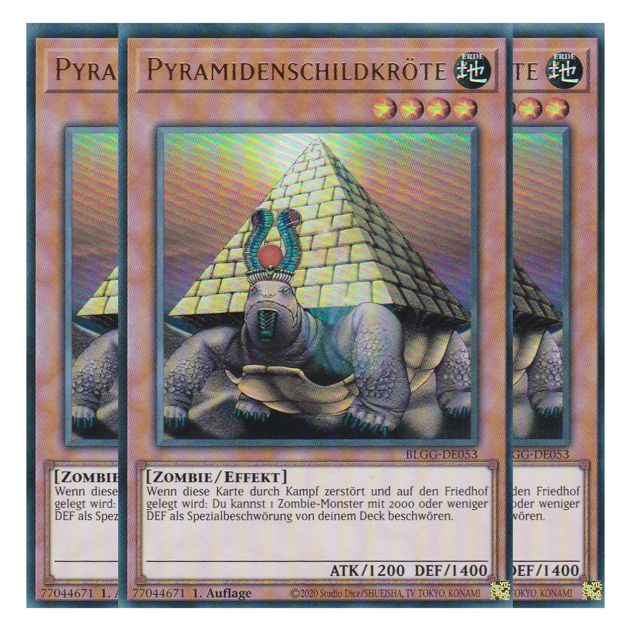 Pyramidenschildkröte - BLGG-DE053 - Ultra Rare - Deutsch - 1. Auflage - Battles of Legend: Glorious Gallery - Yu-Gi-Oh! - Playset (3 Kopien)