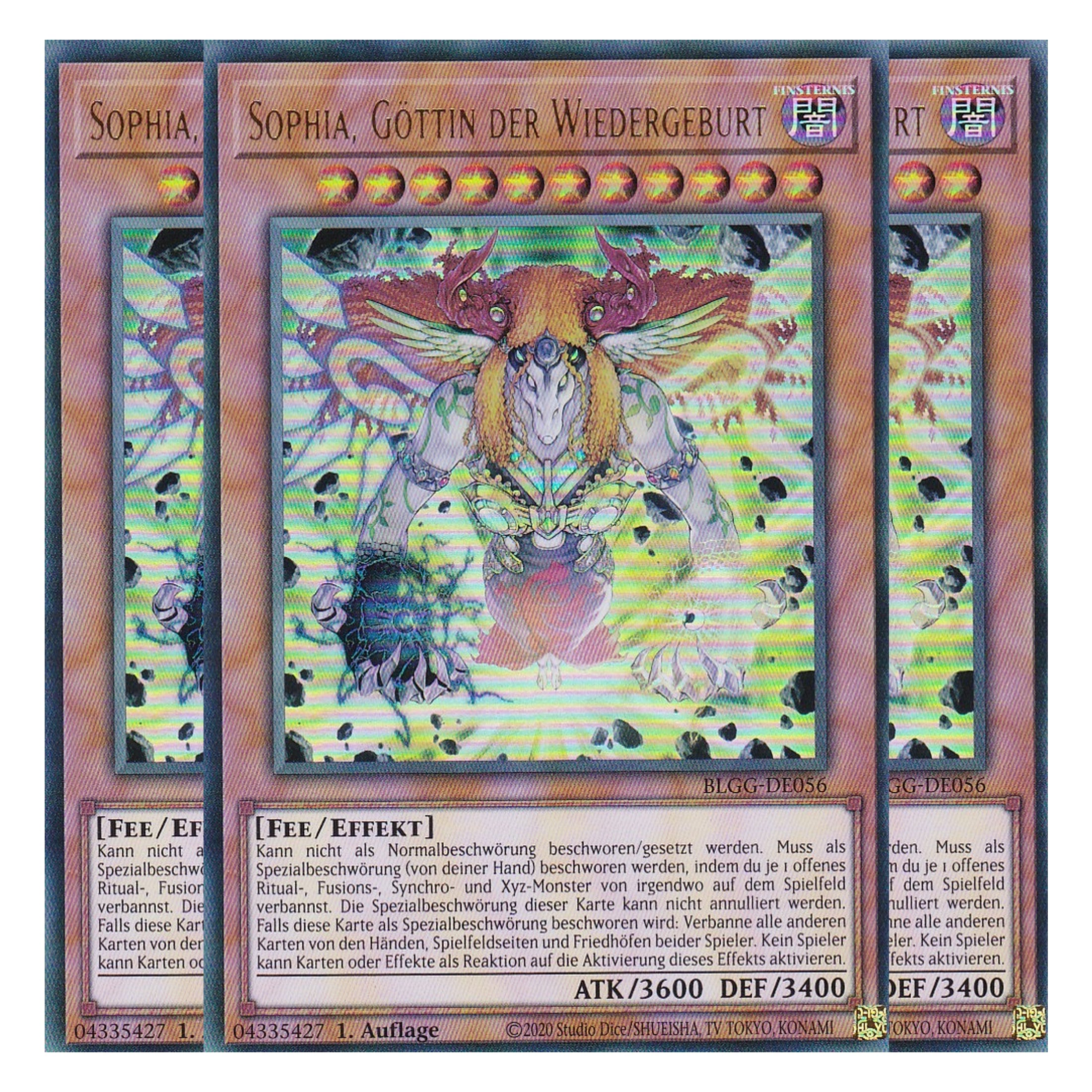 Sophia, Göttin der Wiedergeburt - BLGG-DE056 - Ultra Rare - Deutsch - 1. Auflage - Battles of Legend: Glorious Gallery - Yu-Gi-Oh! - Playset (3 Kopien)