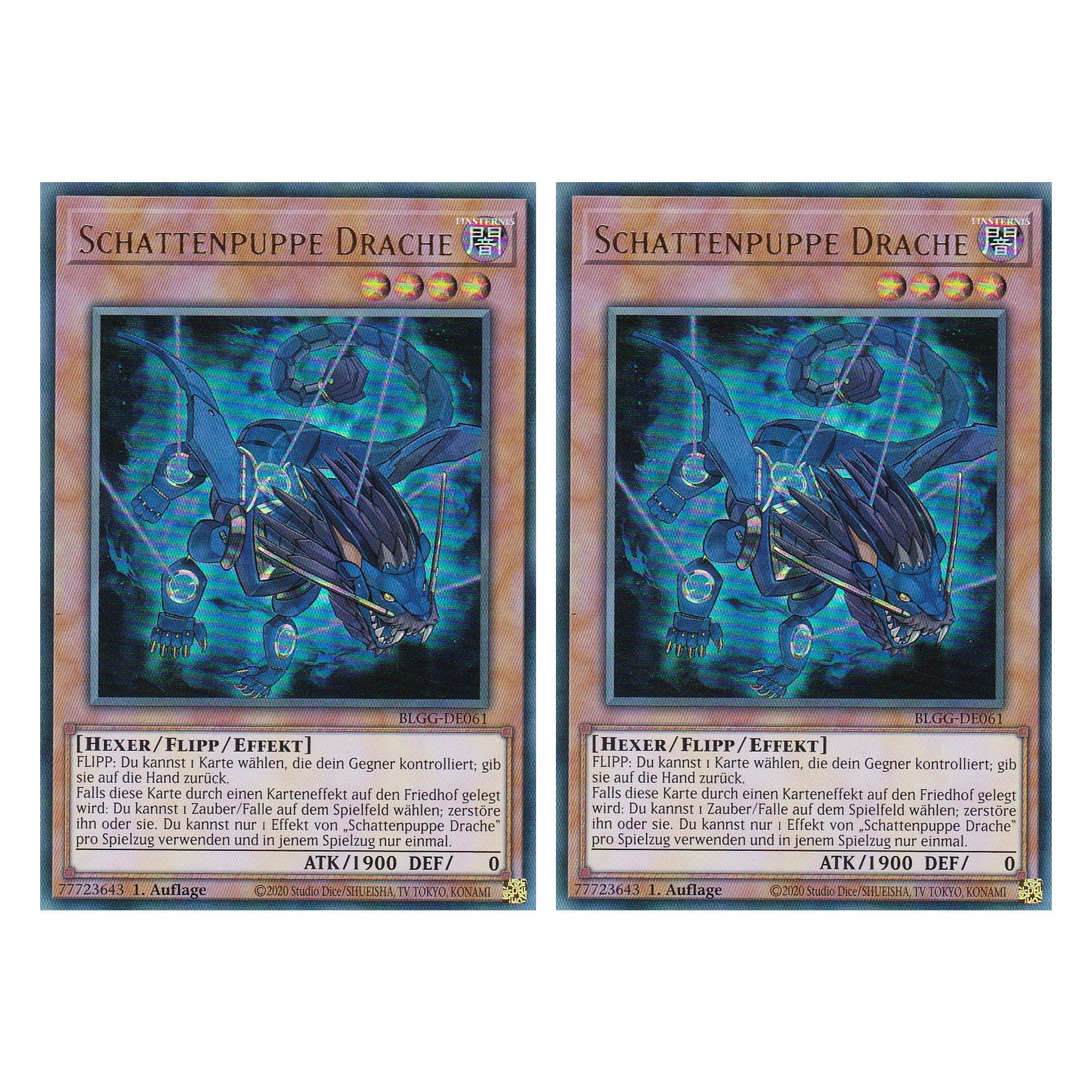 Schattenpuppe Drache - BLGG-DE061 - Ultra Rare - Deutsch - 1. Auflage - Battles of Legend: Glorious Gallery - Yu-Gi-Oh! - Duo Set (2 Stück)