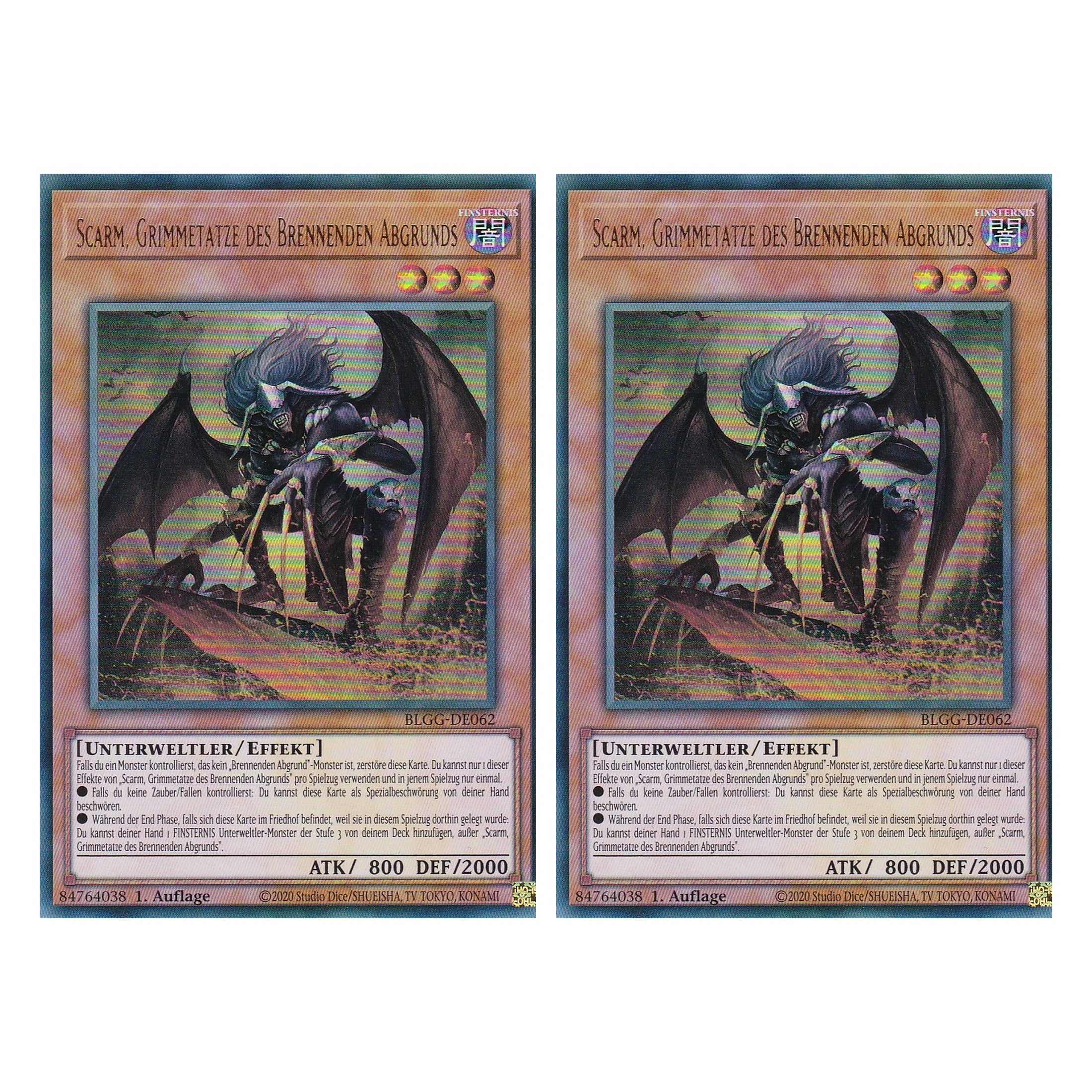 Scarm, Grimmetatze des Brennenden Abgrunds - BLGG-DE062 - Ultra Rare - Deutsch - 1. Auflage - Battles of Legend: Glorious Gallery - Yu-Gi-Oh! - Duo Set (2 Stück)