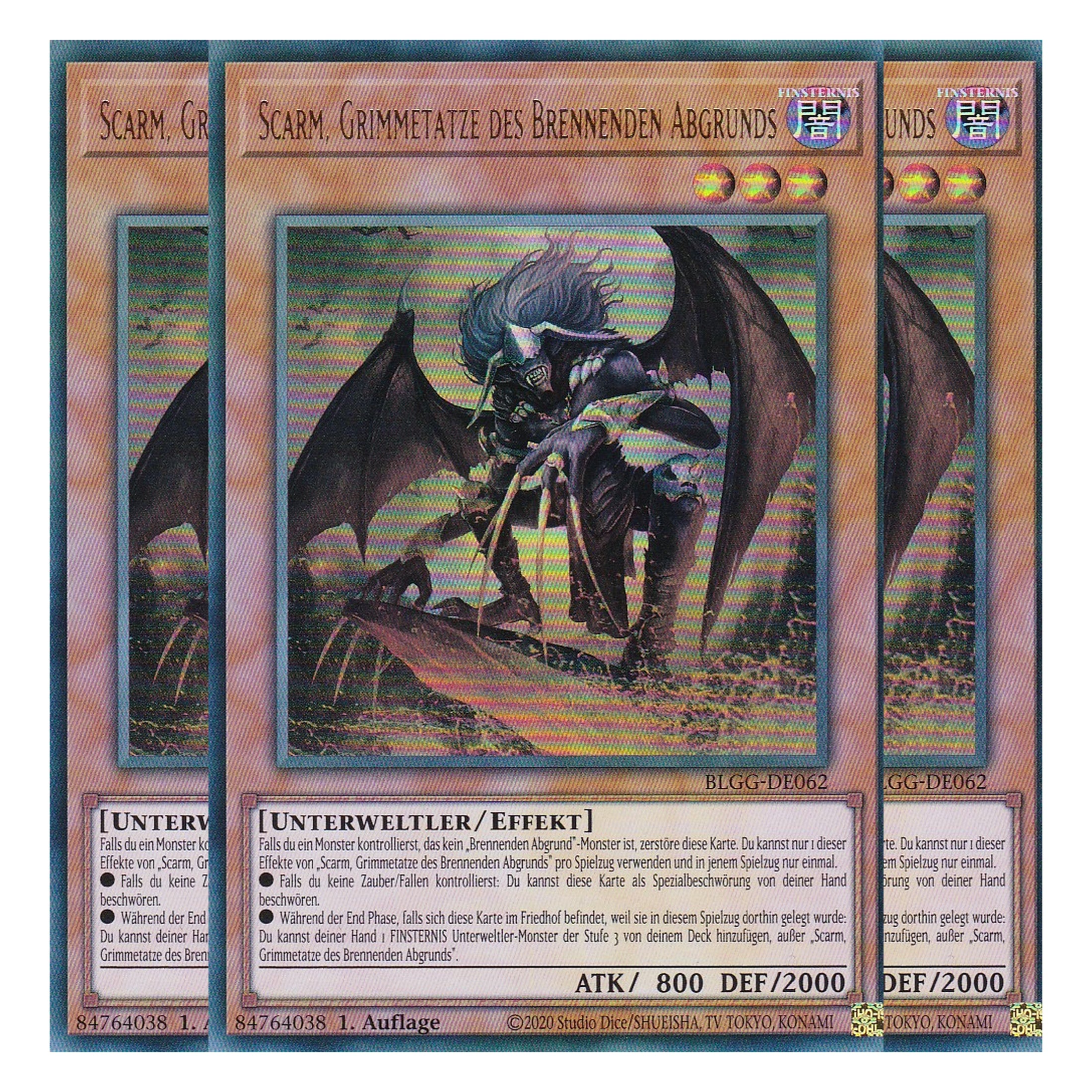 Scarm, Grimmetatze des Brennenden Abgrunds - BLGG-DE062 - Ultra Rare - Deutsch - 1. Auflage - Battles of Legend: Glorious Gallery - Yu-Gi-Oh! - Playset (3 Kopien)