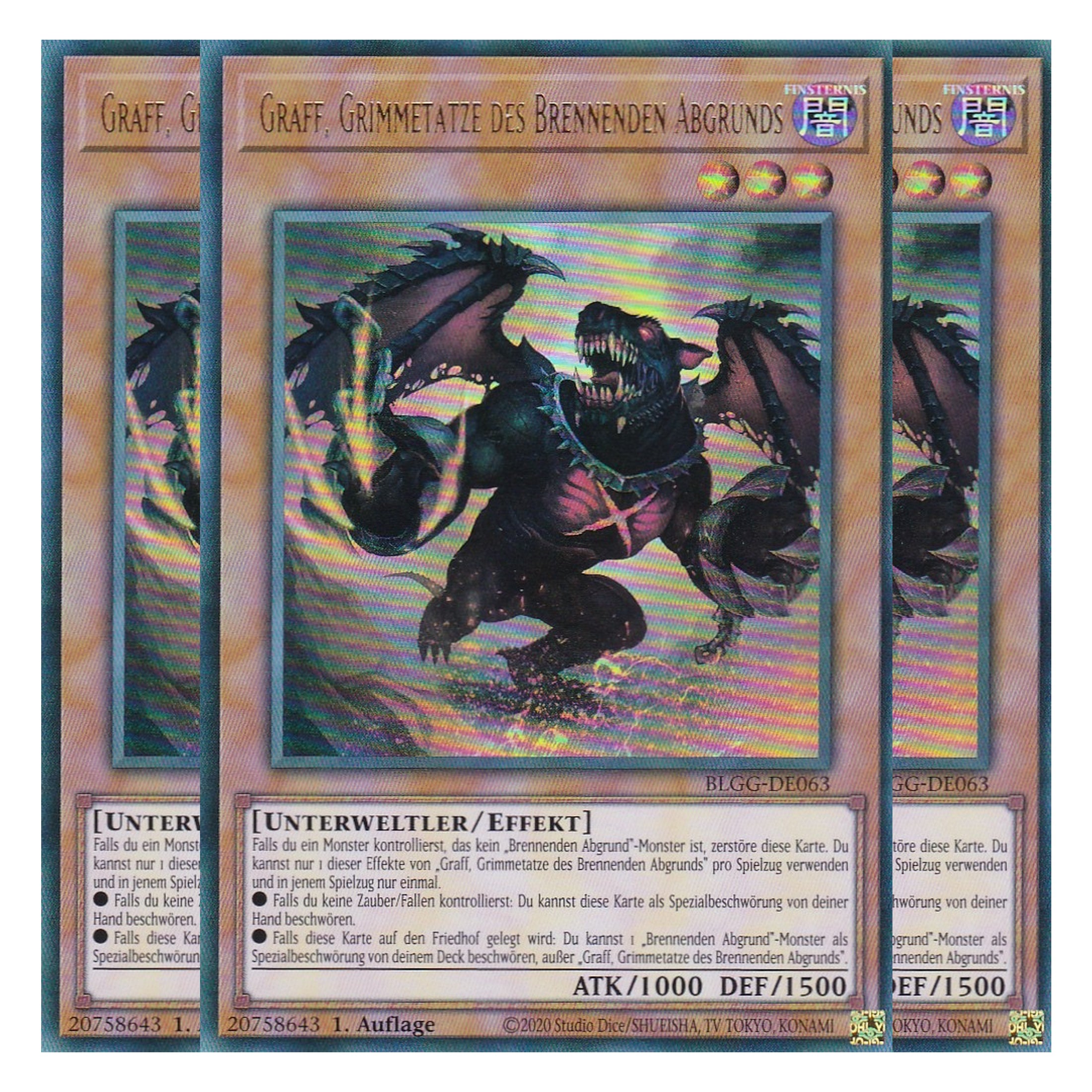 Graff, Grimmetatze des Brennenden Abgrunds - BLGG-DE063 - Ultra Rare - Deutsch - 1. Auflage - Battles of Legend: Glorious Gallery - Yu-Gi-Oh! - Playset (3 Kopien)