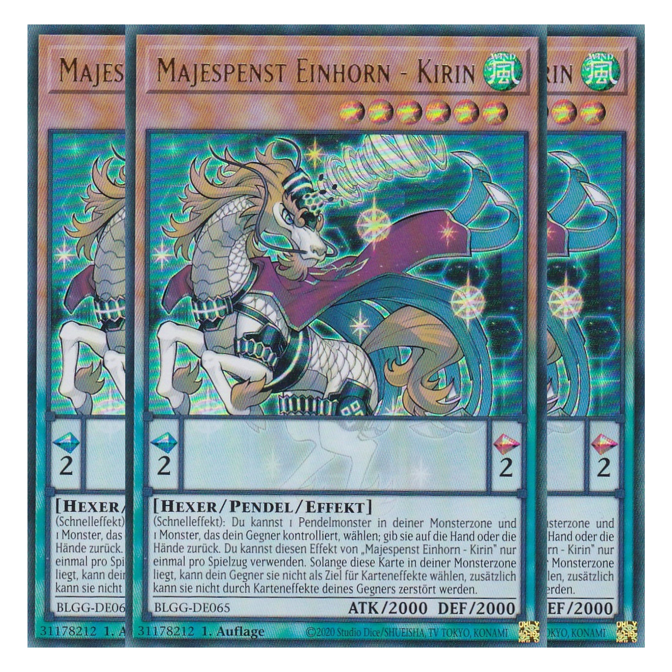 Majespenst Einhorn - Kirin - BLGG-DE065 - Ultra Rare - Deutsch - 1. Auflage - Battles of Legend: Glorious Gallery - Yu-Gi-Oh! - Playset (3 Kopien)