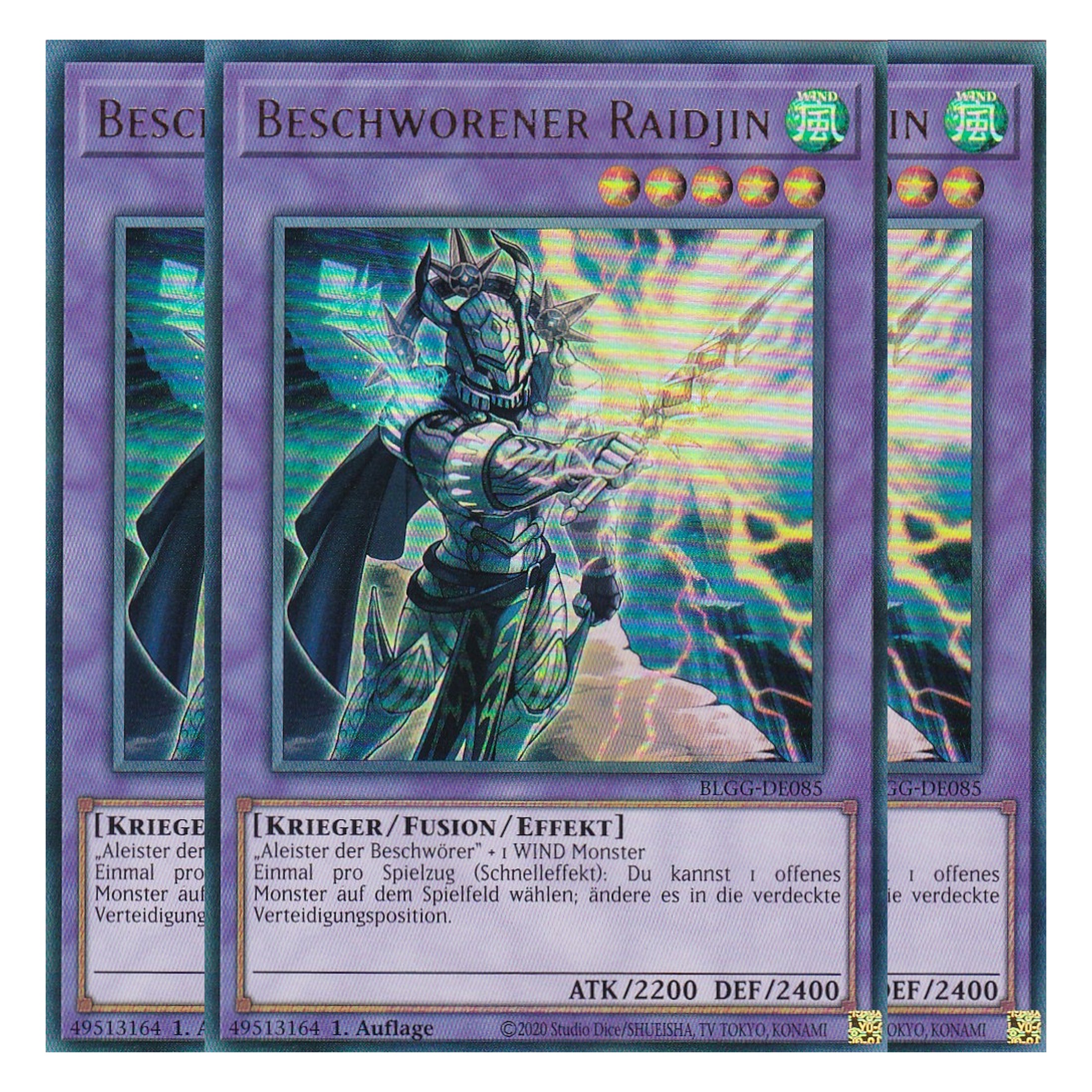 Beschworener Raidjin - BLGG-DE085 - Ultra Rare - Deutsch - 1. Auflage - Battles of Legend: Glorious Gallery - Yu-Gi-Oh! - Playset (3 Kopien)