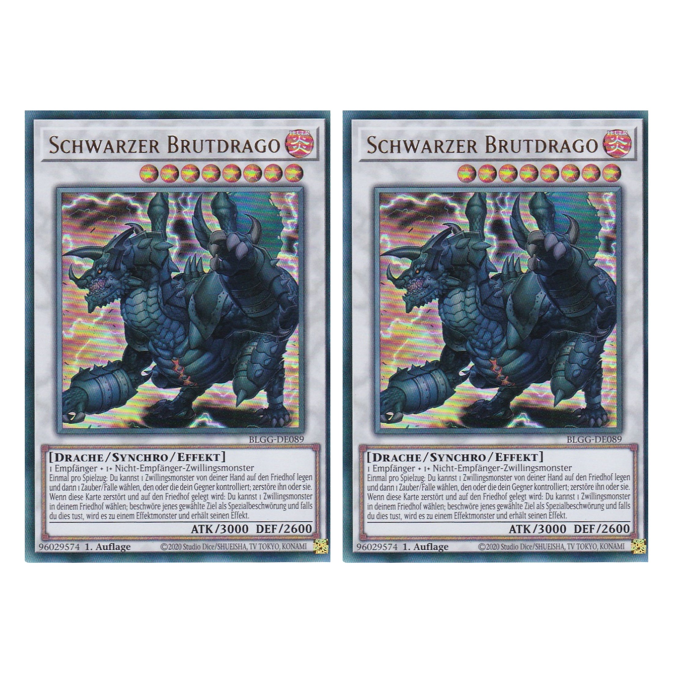 Schwarzer Brutdrago - BLGG-DE089 - Ultra Rare - Deutsch - 1. Auflage - Battles of Legend: Glorious Gallery - Yu-Gi-Oh! - Duo Set (2 Stück)
