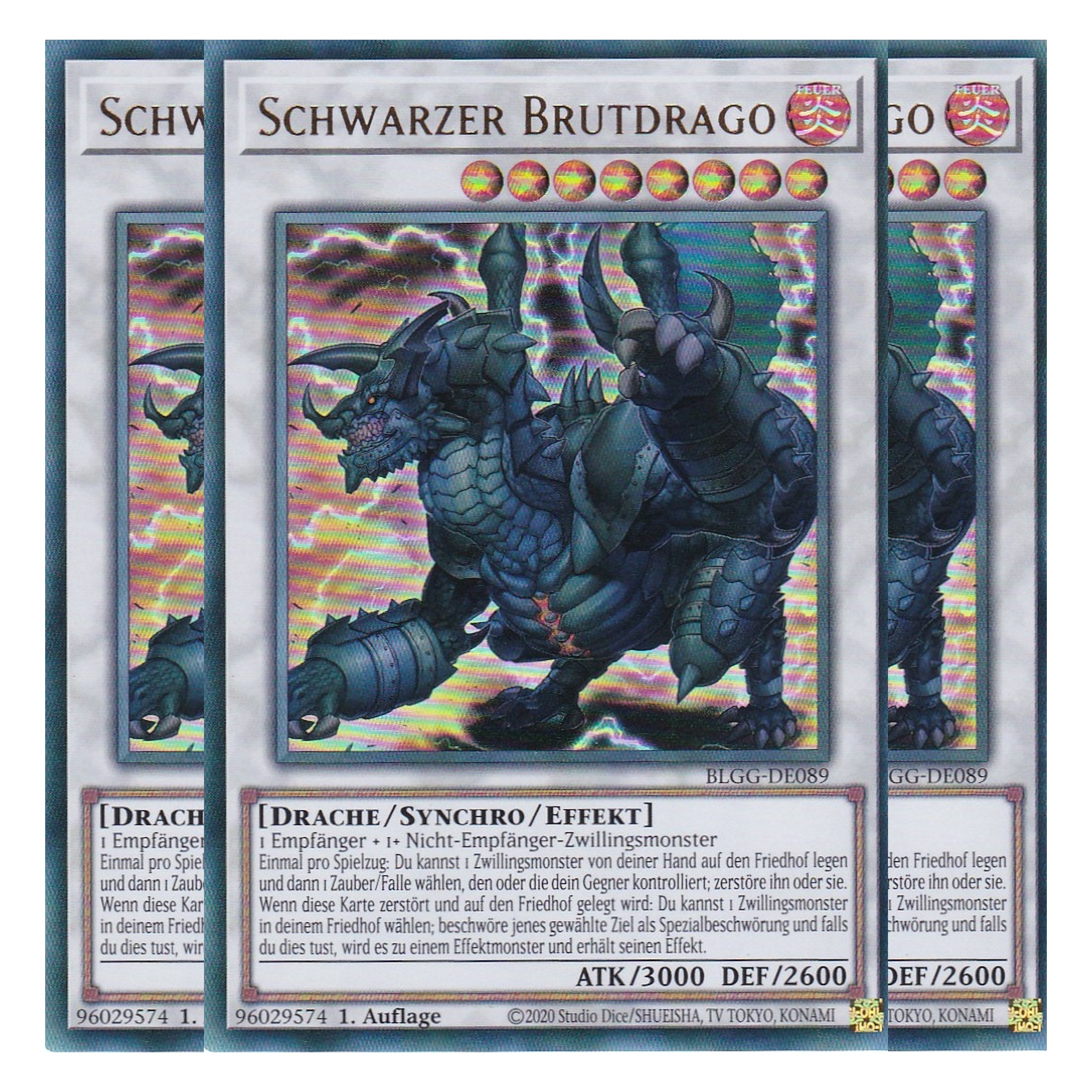 Schwarzer Brutdrago - BLGG-DE089 - Ultra Rare - Deutsch - 1. Auflage - Battles of Legend: Glorious Gallery - Yu-Gi-Oh! - Playset (3 Kopien)