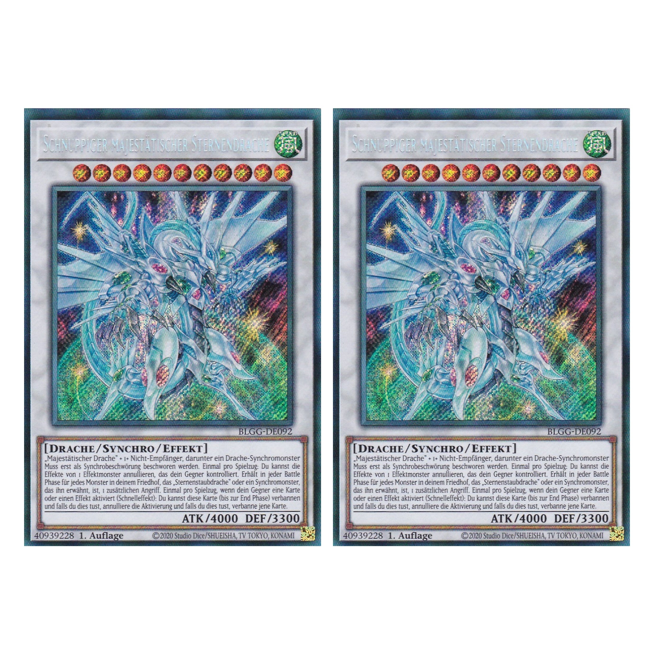 Schnuppiger majestätischer Sternendrache - BLGG-DE092 - Secret Rare - Deutsch - 1. Auflage - Battles of Legend: Glorious Gallery - Yu-Gi-Oh! - Duo Set (2 Stück)