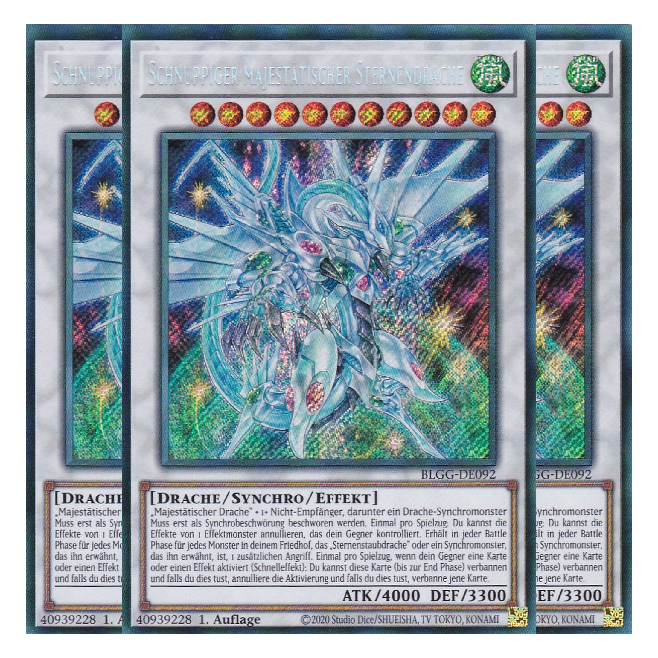 Schnuppiger majestätischer Sternendrache - BLGG-DE092 - Secret Rare - Deutsch - 1. Auflage - Battles of Legend: Glorious Gallery - Yu-Gi-Oh! - Playset (3 Kopien)