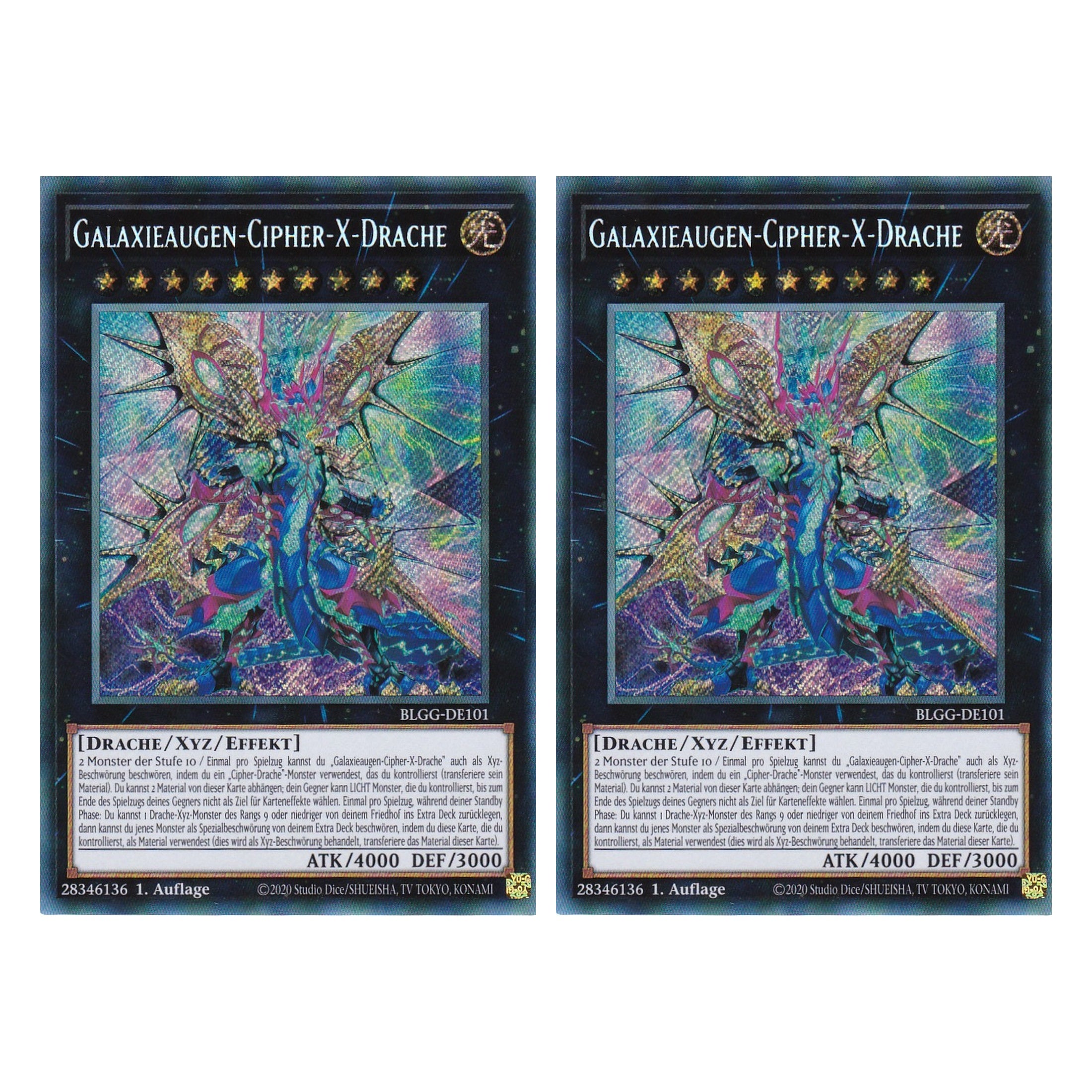 Galaxieaugen-Cipher-X-Drache - BLGG-DE101 - Secret Rare - Deutsch - 1. Auflage - Battles of Legend: Glorious Gallery - Yu-Gi-Oh! - Duo Set (2 Stück)