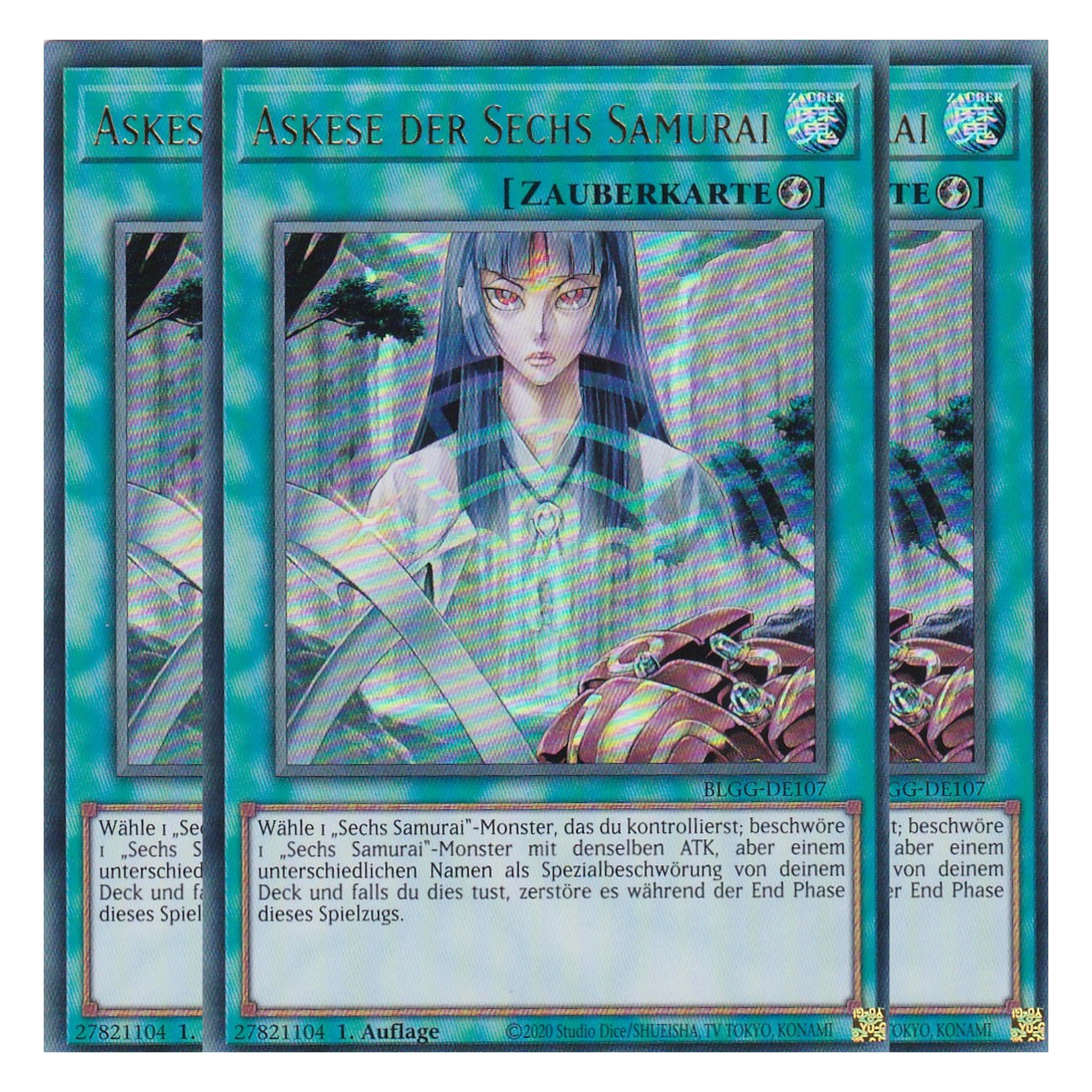 Askese der Sechs Samurai - BLGG-DE107 - Ultra Rare - Deutsch - 1. Auflage - Battles of Legend: Glorious Gallery - Yu-Gi-Oh! - Playset (3 Kopien)