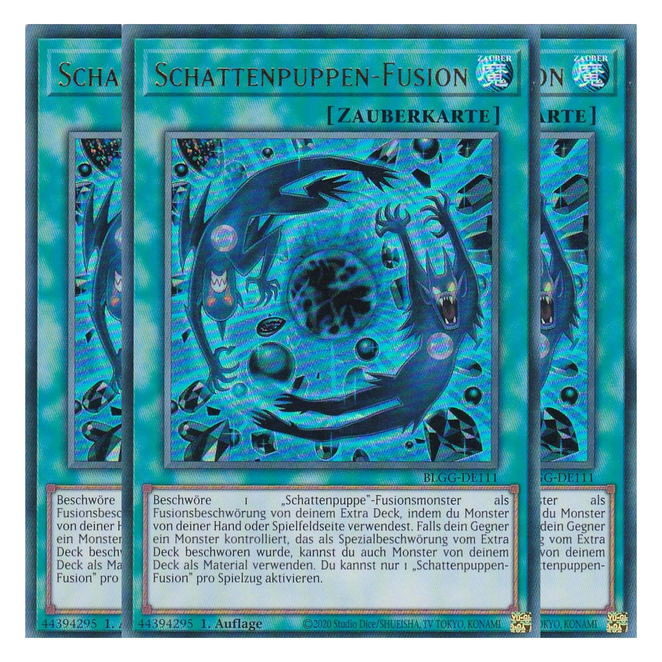 Schattenpuppen-Fusion - BLGG-DE111 - Ultra Rare - Deutsch - 1. Auflage - Battles of Legend: Glorious Gallery - Yu-Gi-Oh! - Playset (3 Kopien)