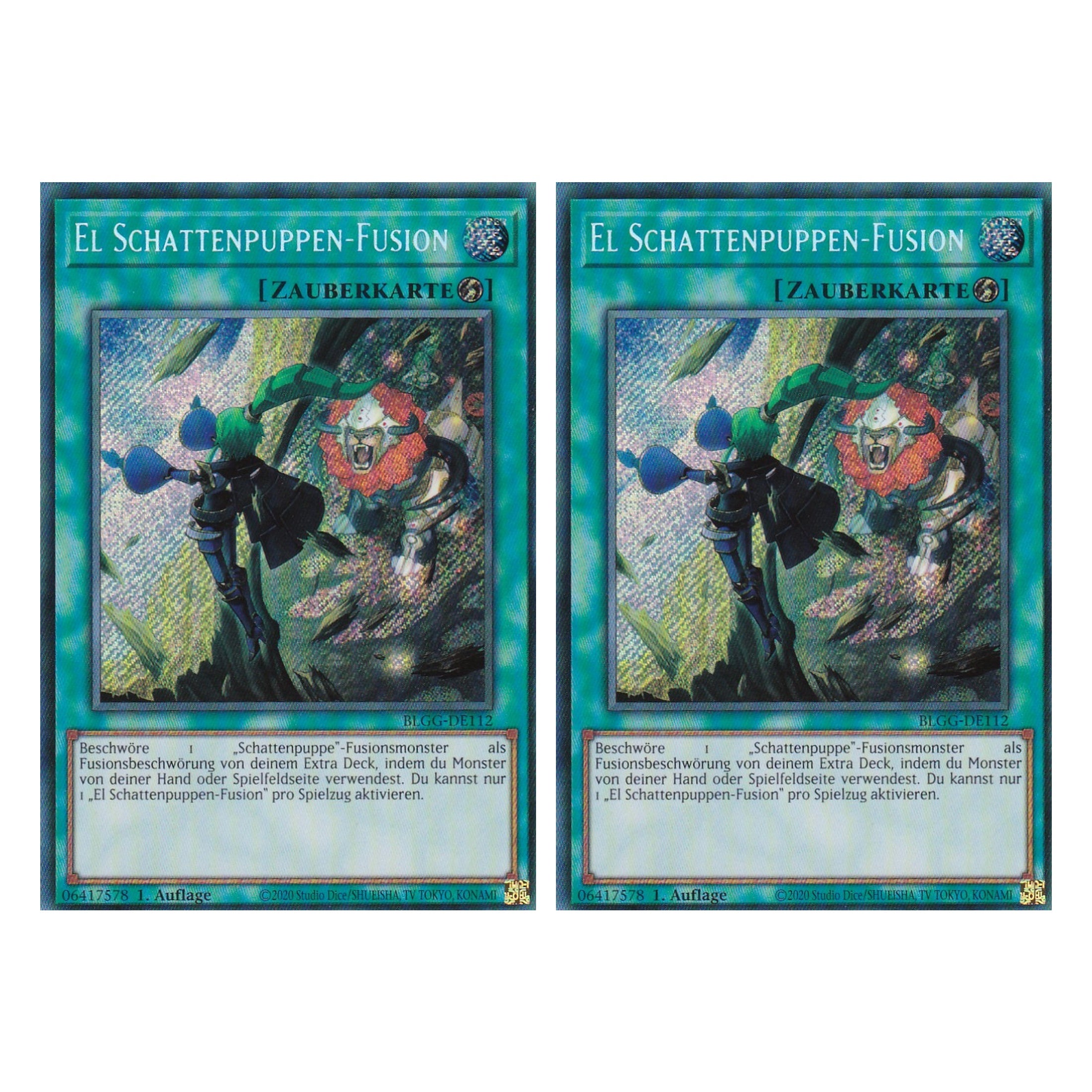 El Schattenpuppen-Fusion - BLGG-DE112 - Secret Rare - Deutsch - 1. Auflage - Battles of Legend: Glorious Gallery - Yu-Gi-Oh! - Duo Set (2 Stück)
