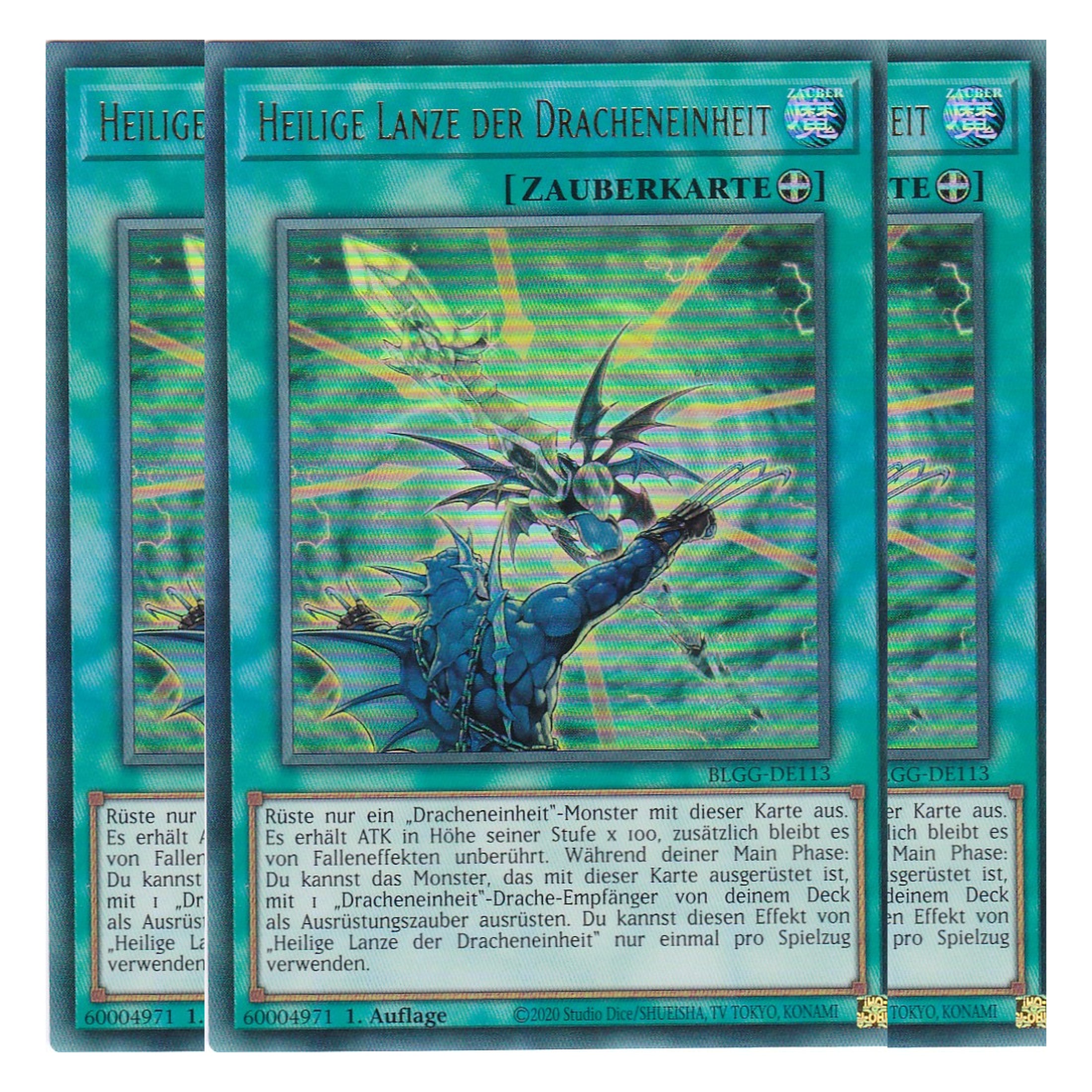 Heilige Lanze der Dracheneinheit - BLGG-DE113 - Ultra Rare - Deutsch - 1. Auflage - Battles of Legend: Glorious Gallery - Yu-Gi-Oh! - Playset (3 Kopien)