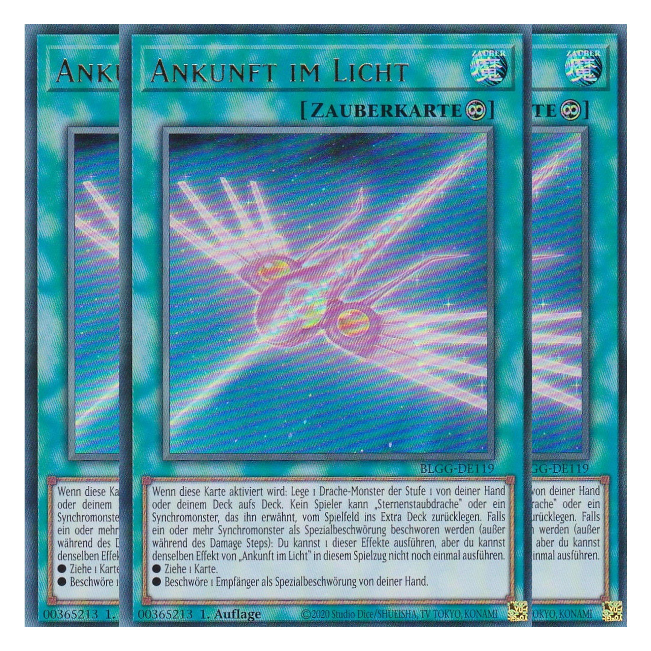 Ankunft im Licht - BLGG-DE119 - Ultra Rare - Deutsch - 1. Auflage - Battles of Legend: Glorious Gallery - Yu-Gi-Oh! - Playset (3 Kopien)
