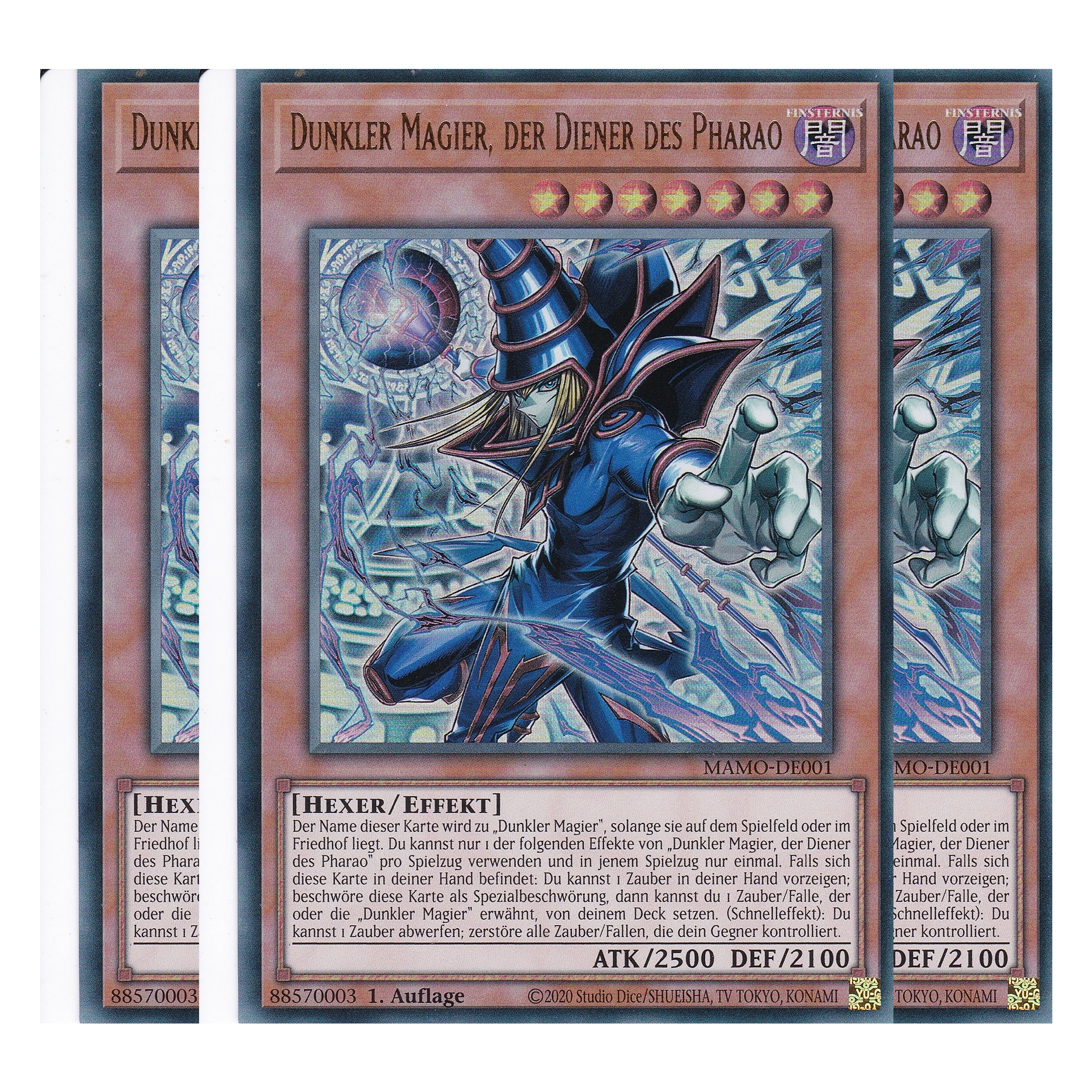 MAMO-DE001 - Dunkler Magier, der Diener des Pharao - Ultra Rare - Deutsch - 1. Auflage - Magnificent Monsters - Playset (3 Kopien) - Yu-Gi-Oh!