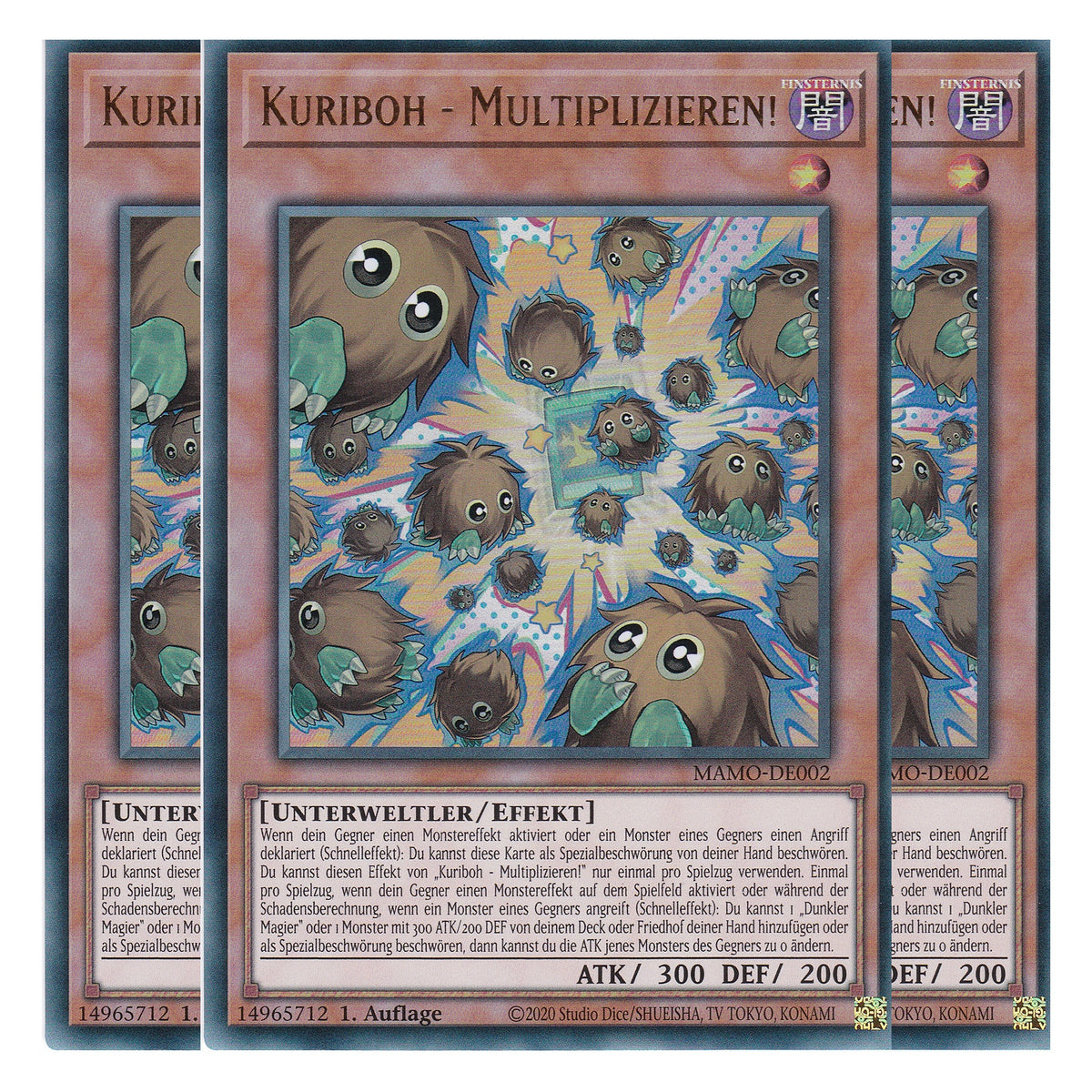 MAMO-DE002 - Kuriboh - Multiplizieren! - Ultra Rare - Deutsch - 1. Auflage - Magnificent Monsters - Playset (3 Kopien) - Yu-Gi-Oh!