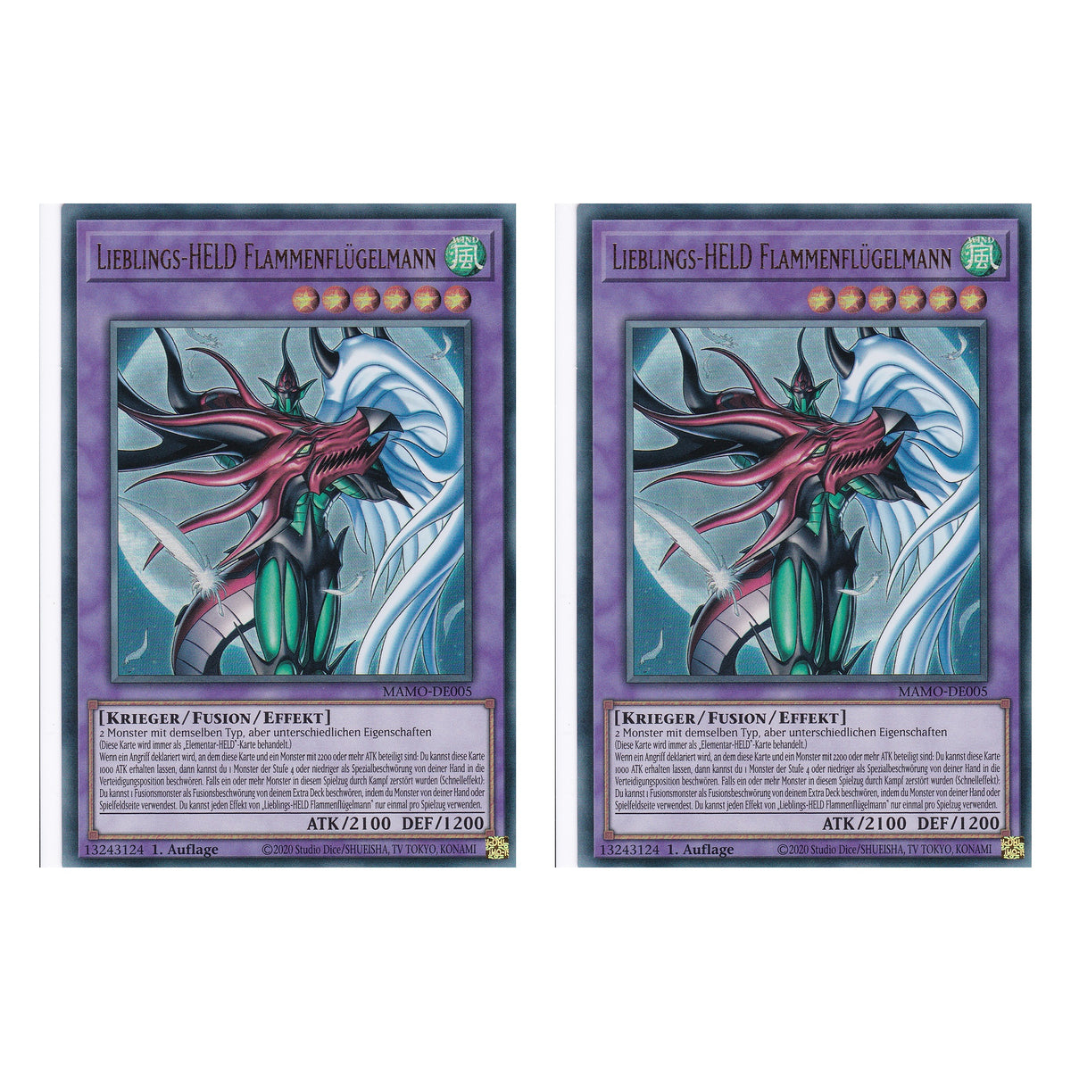 MAMO-DE005 - Lieblings-HELD Flammenflügelmann - Ultra Rare - Deutsch - 1. Auflage - Magnificent Monsters - Duo Set (2 Stück) - Yu-Gi-Oh!