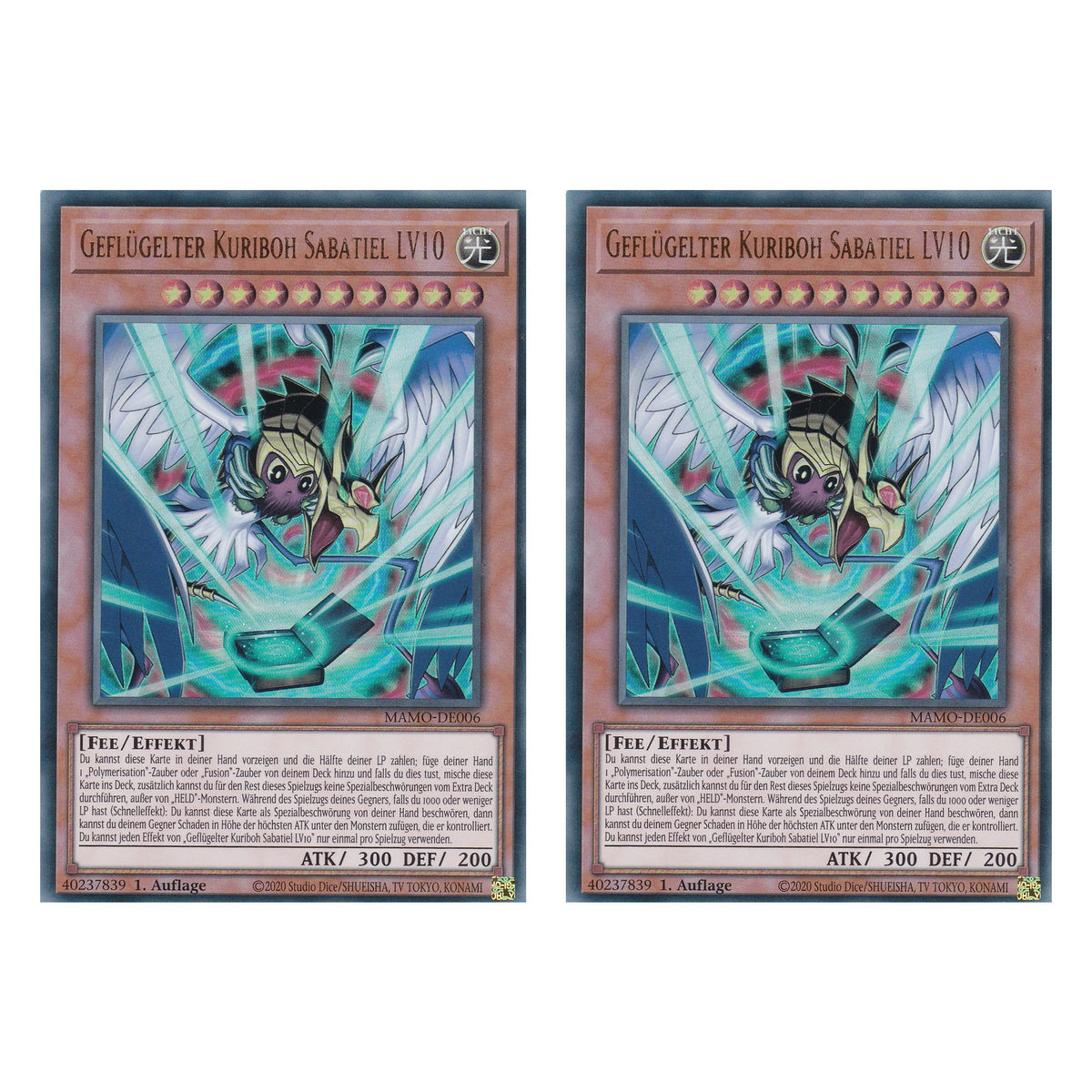 MAMO-DE006 - Geflügelter Kuriboh Sabatiel LV10 - Ultra Rare - Deutsch - 1. Auflage - Magnificent Monsters - Duo Set (2 Stück) - Yu-Gi-Oh!