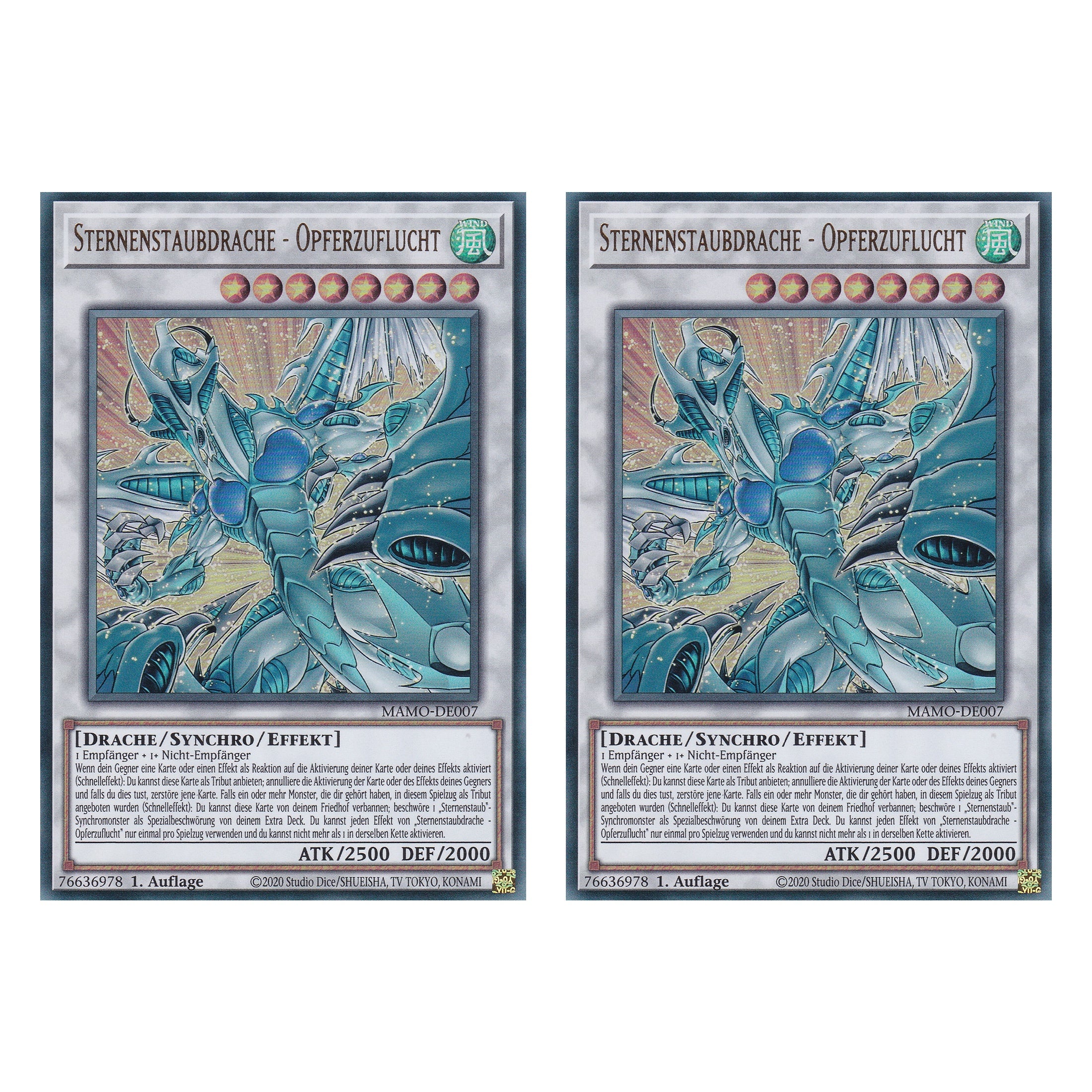 MAMO-DE007 - Sternenstaubdrache - Opferzuflucht - Ultra Rare - Deutsch - 1. Auflage - Magnificent Monsters - Duo Set (2 Stück) - Yu-Gi-Oh!