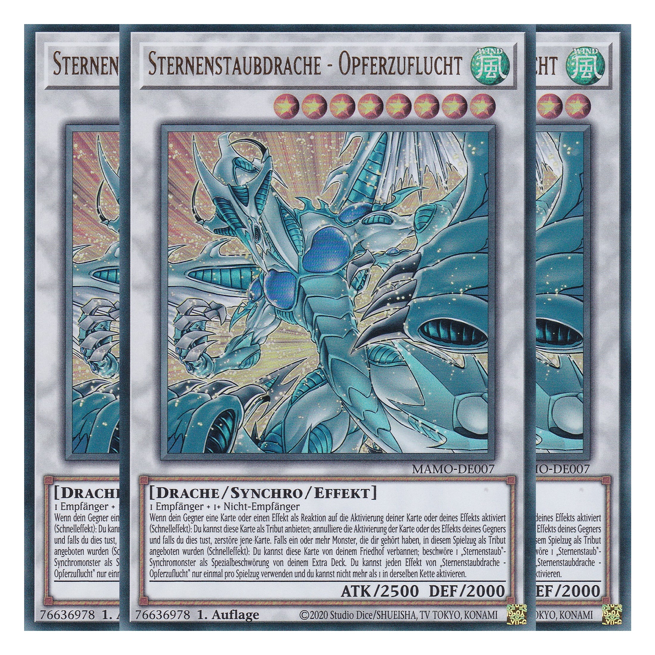MAMO-DE007 - Sternenstaubdrache - Opferzuflucht - Ultra Rare - Deutsch - 1. Auflage - Magnificent Monsters - Playset (3 Kopien) - Yu-Gi-Oh!