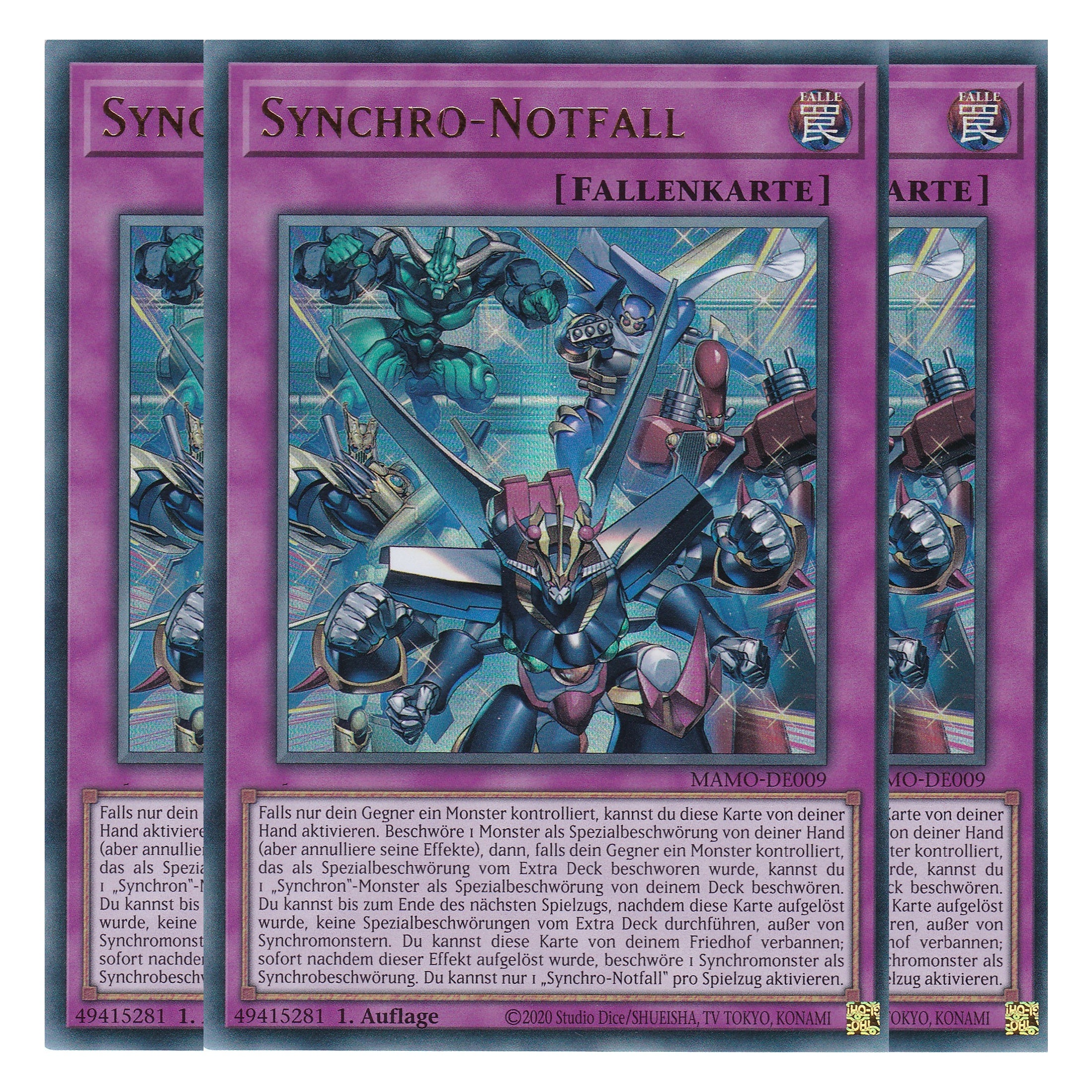 MAMO-DE009 - Synchro-Notfall - Ultra Rare - Deutsch - 1. Auflage - Magnificent Monsters - Playset (3 Kopien) - Yu-Gi-Oh!